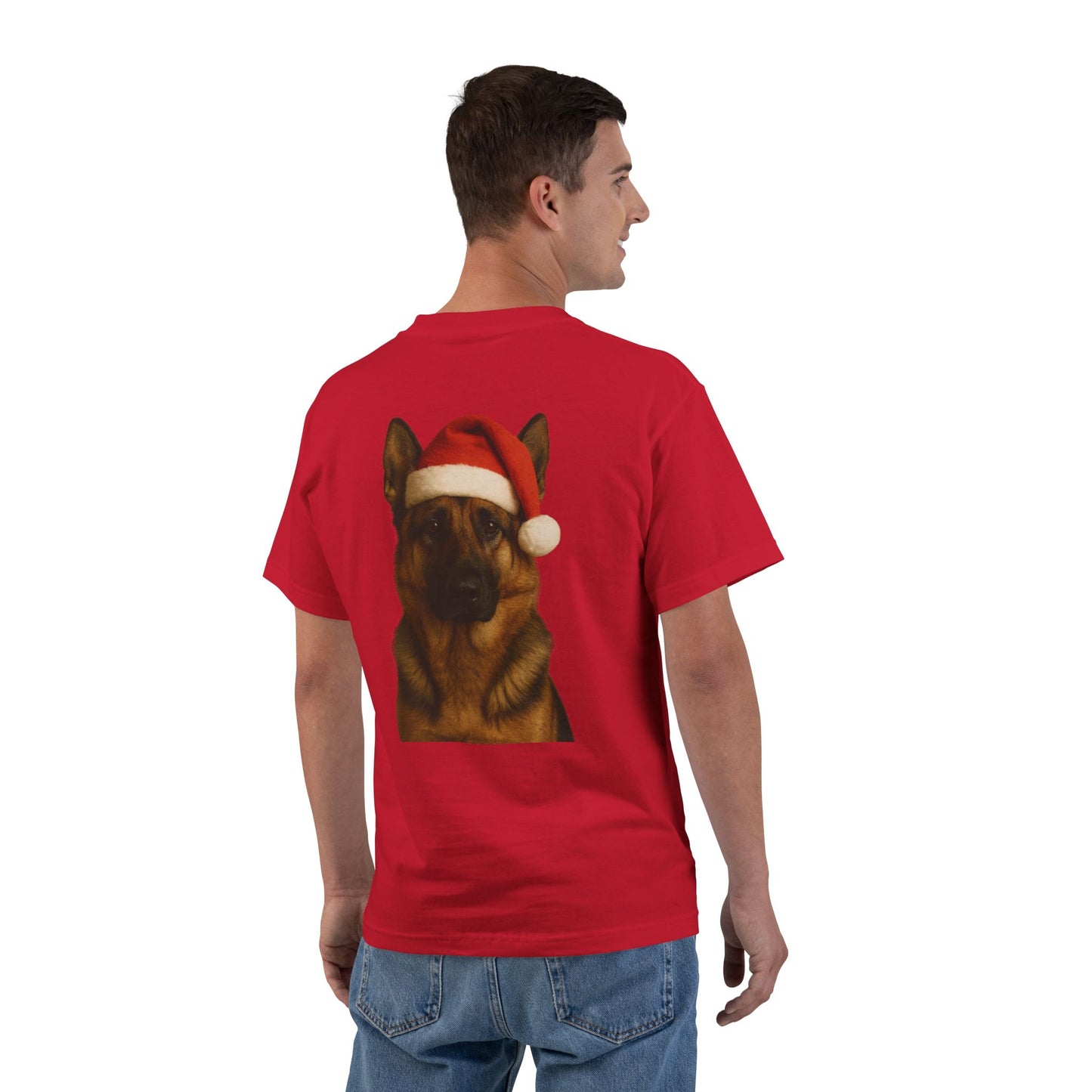 Santa Paws German Shepherd Men's Short-Sleeve Crewneck Tee