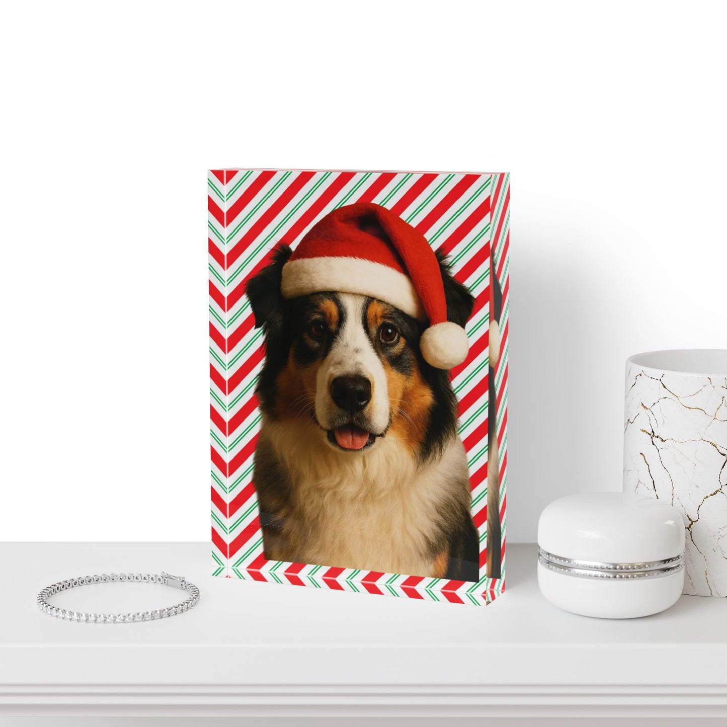 Santa Paws Aussie Acrylic Photo Block