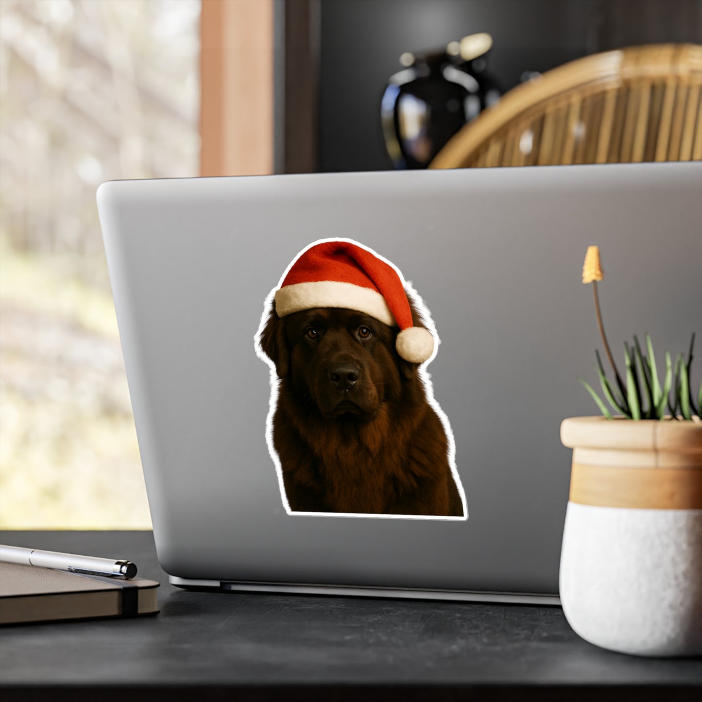 Santa Paws Newfie Vinyl Decal
