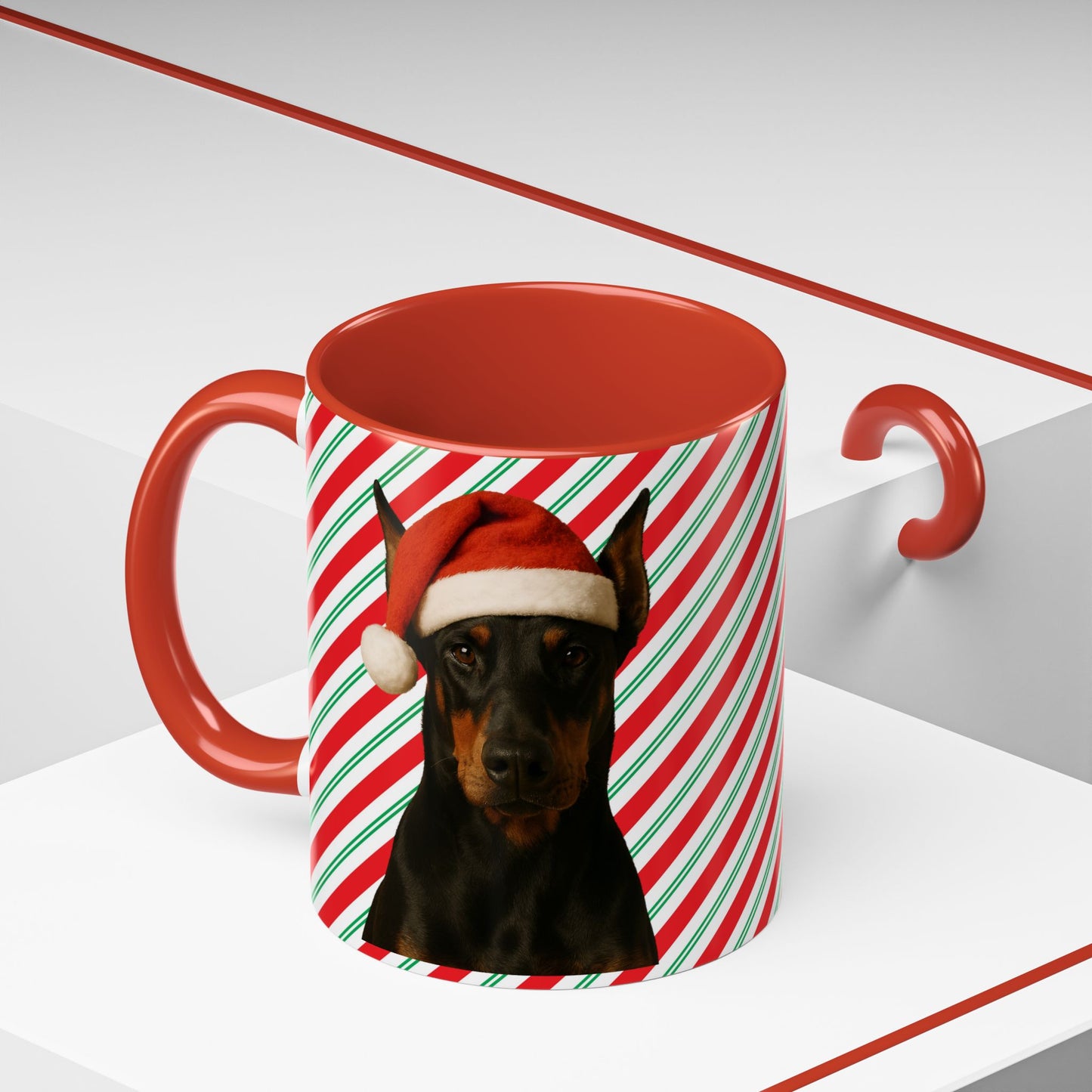 Santa Paws Doberman 2-Tone Coffee Mug