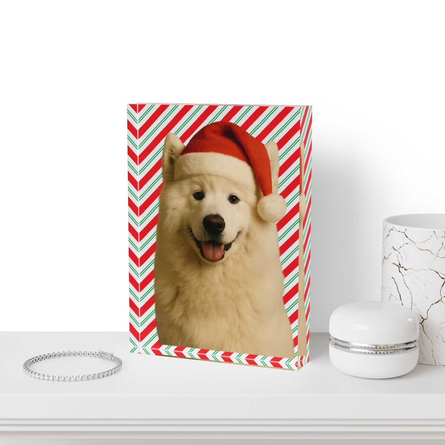 Santa Paws Samoyed Acrylic Photo Block
