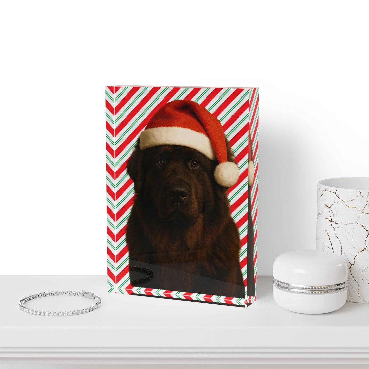 Santa Paws Newfie Acrylic Photo Block
