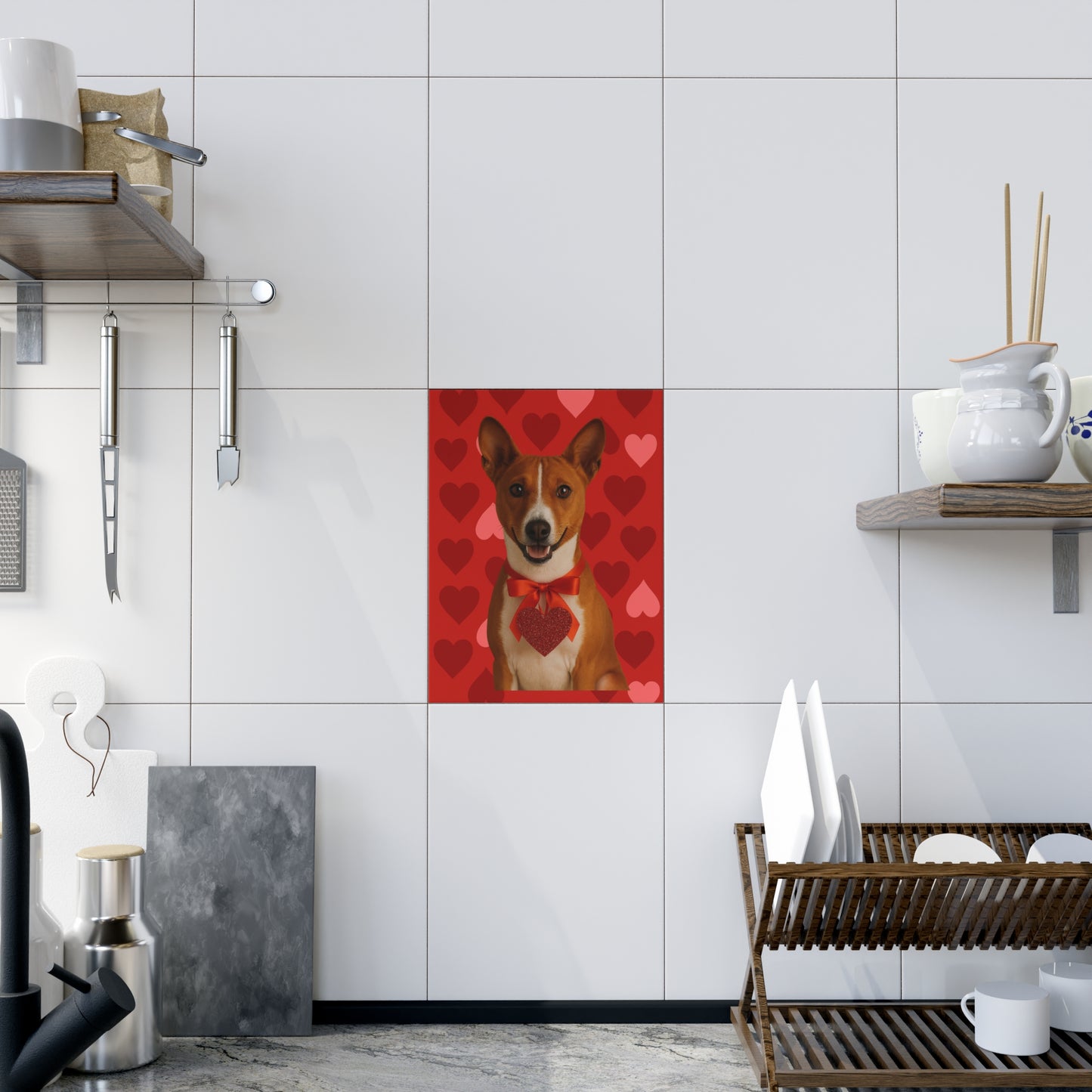 Cupid's Companion Basenji Ceramic Photo Tile