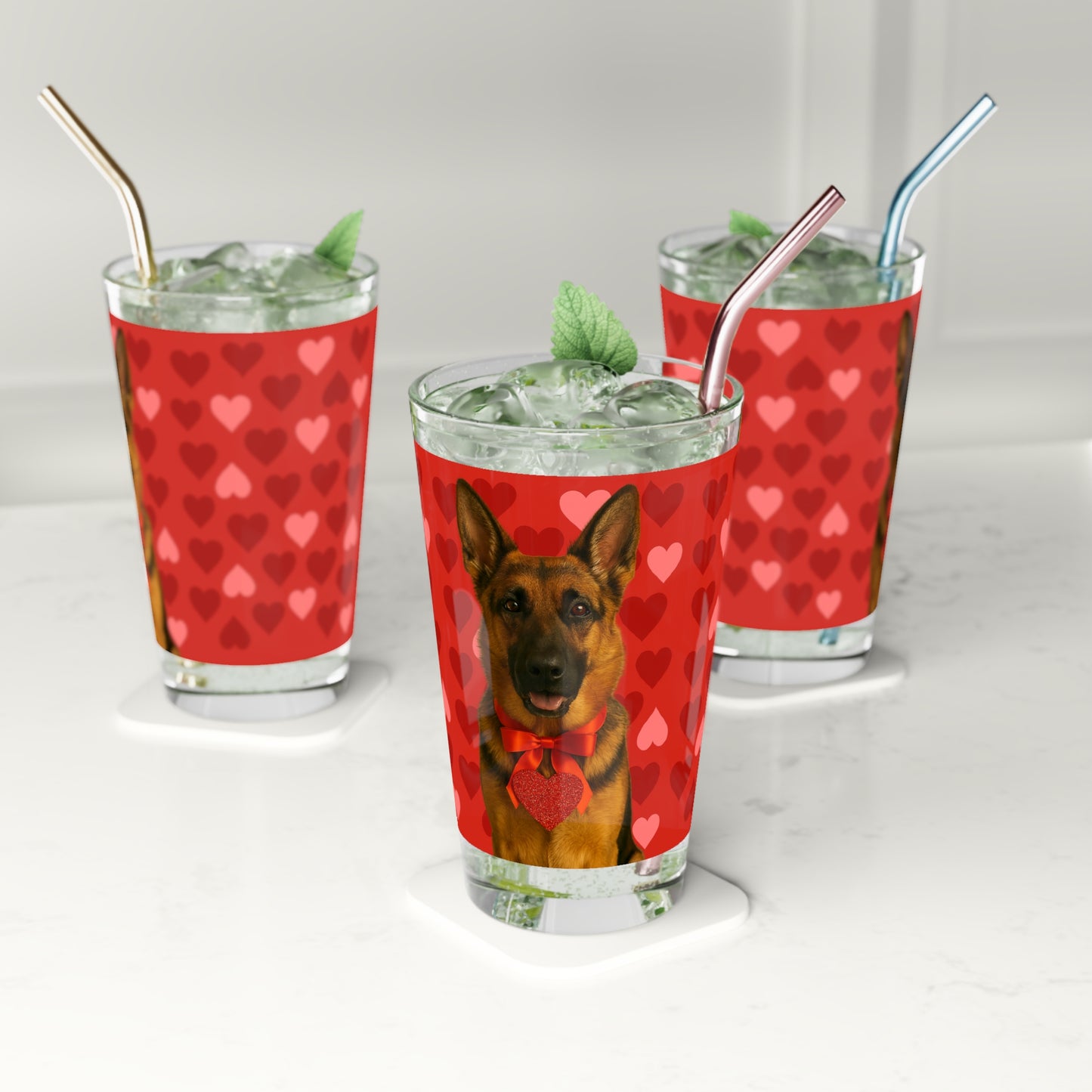 Cupid's Companion German Shepherd Drinking Glass