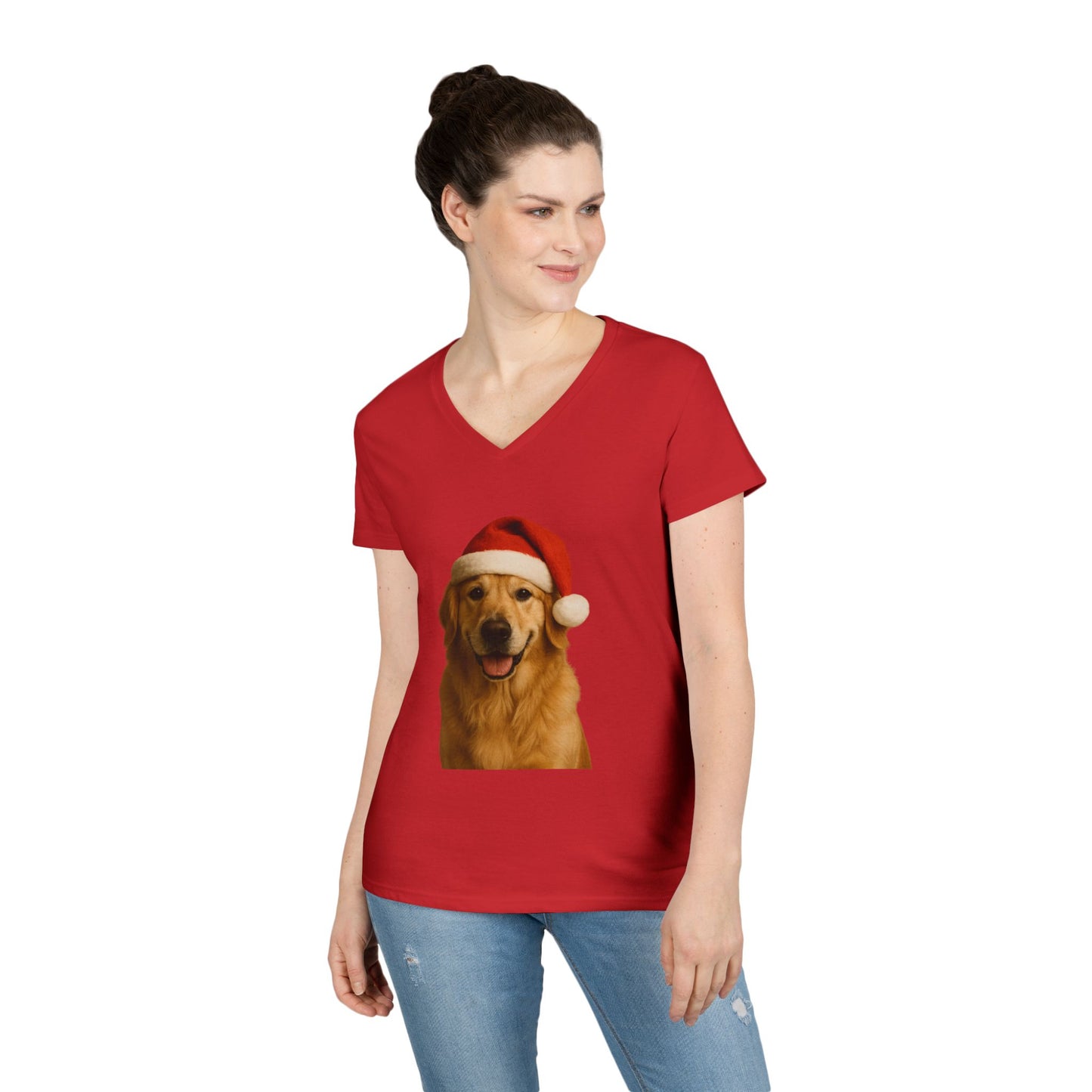 Santa Paws Golden Women's V-Neck T-Shirt