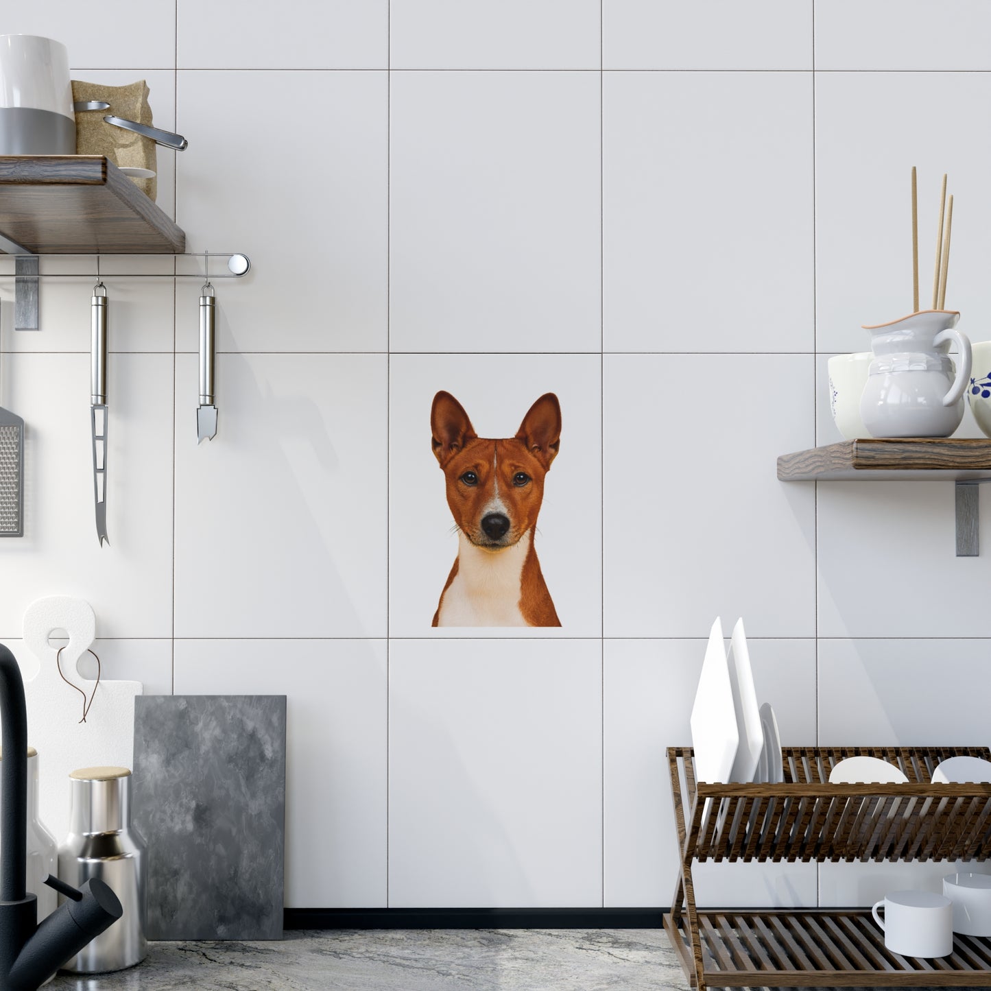 Basenji Head Ceramic Photo Tile