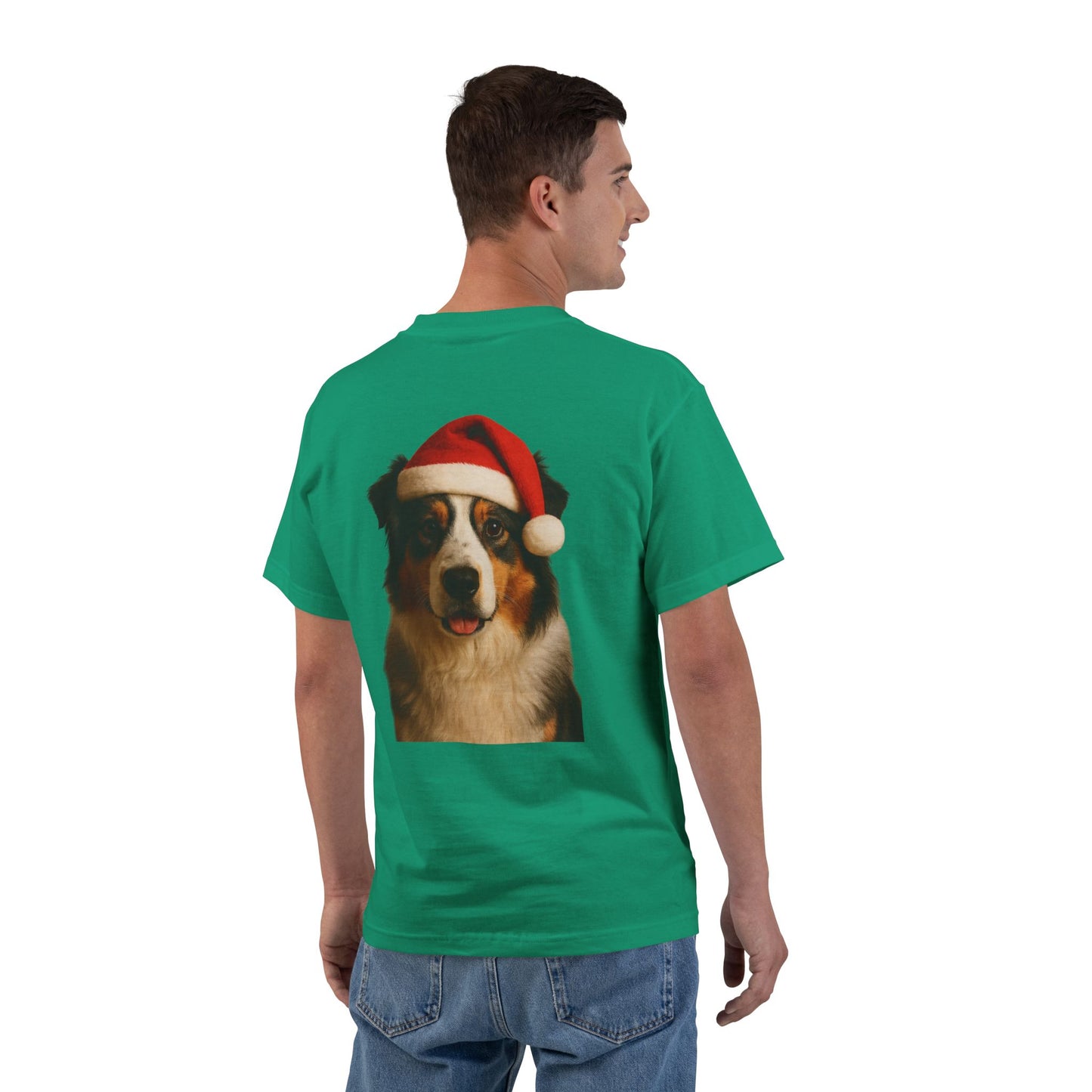 Santa Paws Aussie Men's Short-Sleeve Crewneck Tee