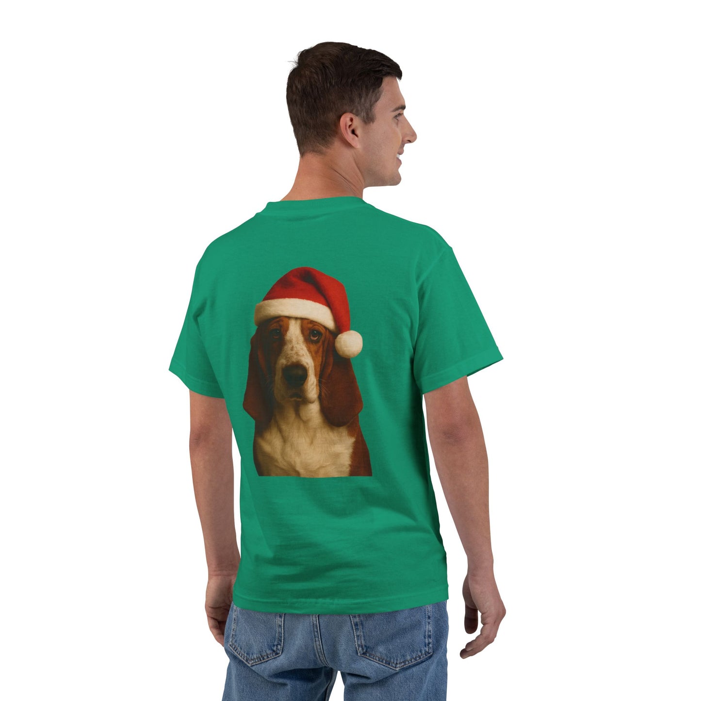 Santa Paws Basset Men's Short-Sleeve Crewneck Tee