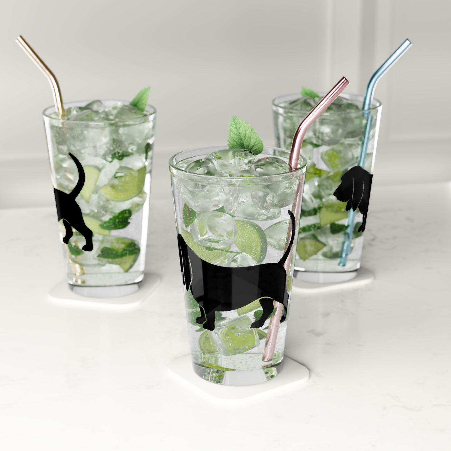 Basset Silhouette Drinking Glass