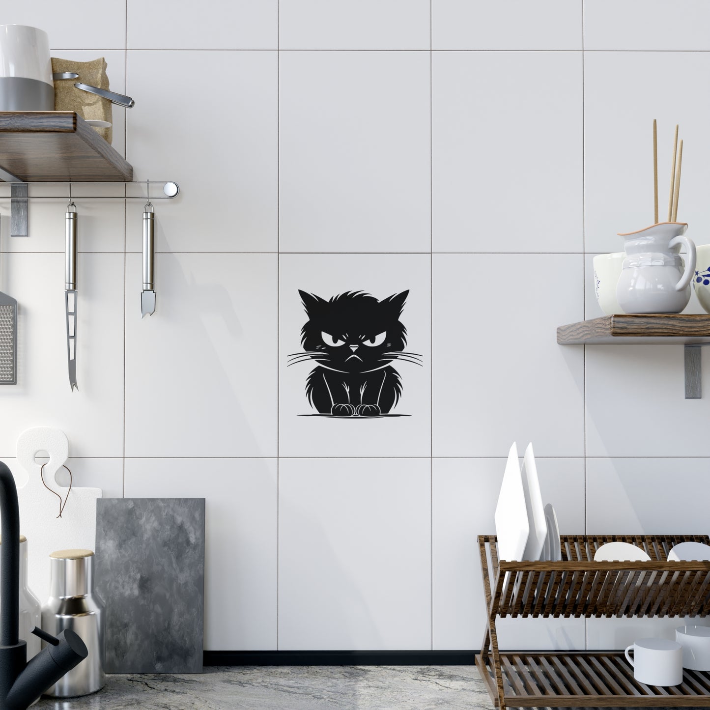 Angry Cat Ceramic Photo Tile