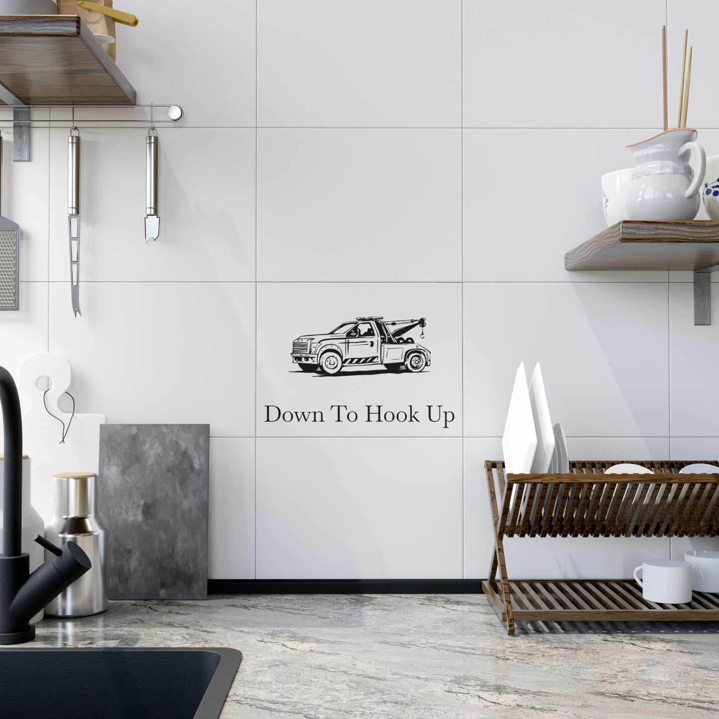 Down To Hook Up Ceramic Photo Tile