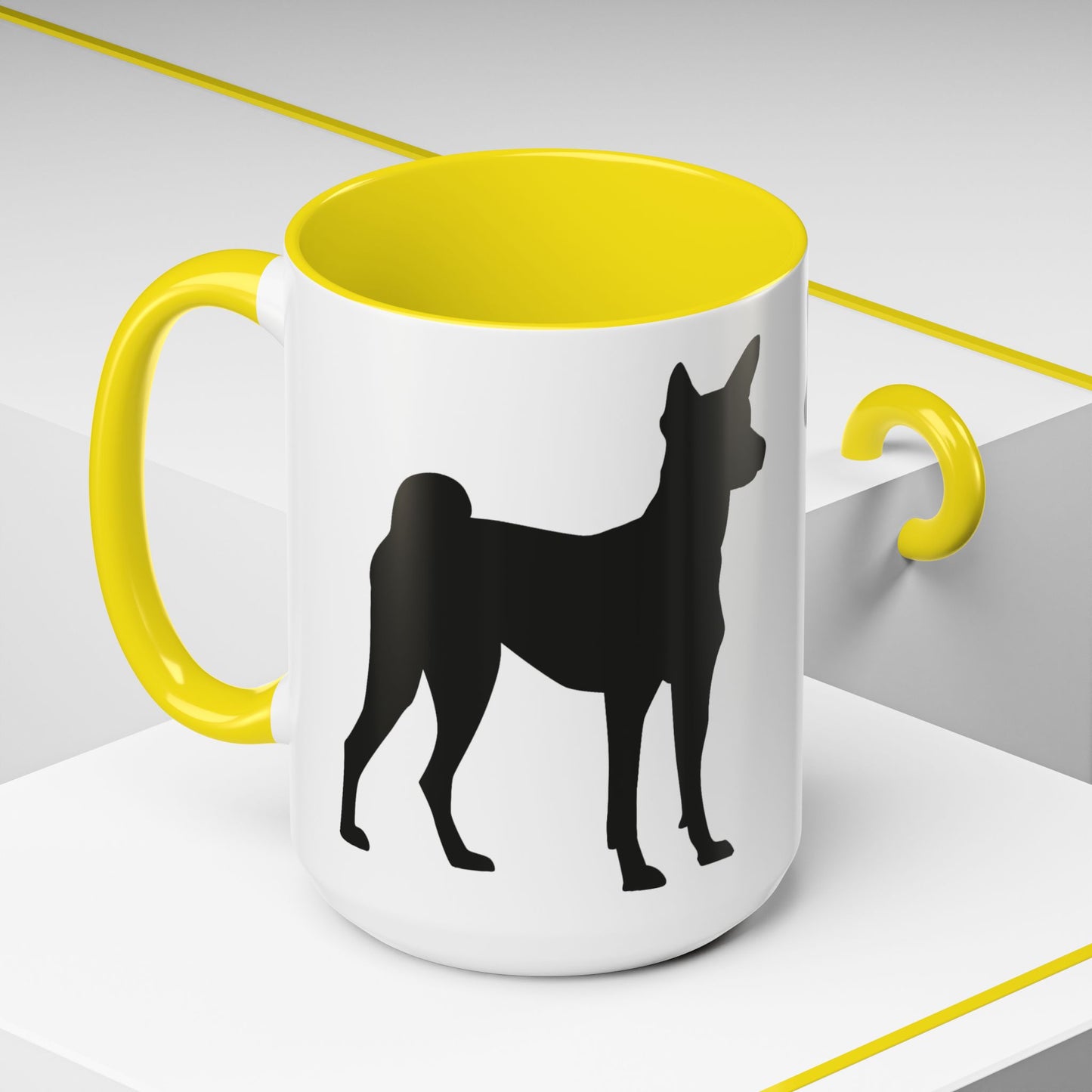 Basenji Silhouette 2-Tone Coffee Mug