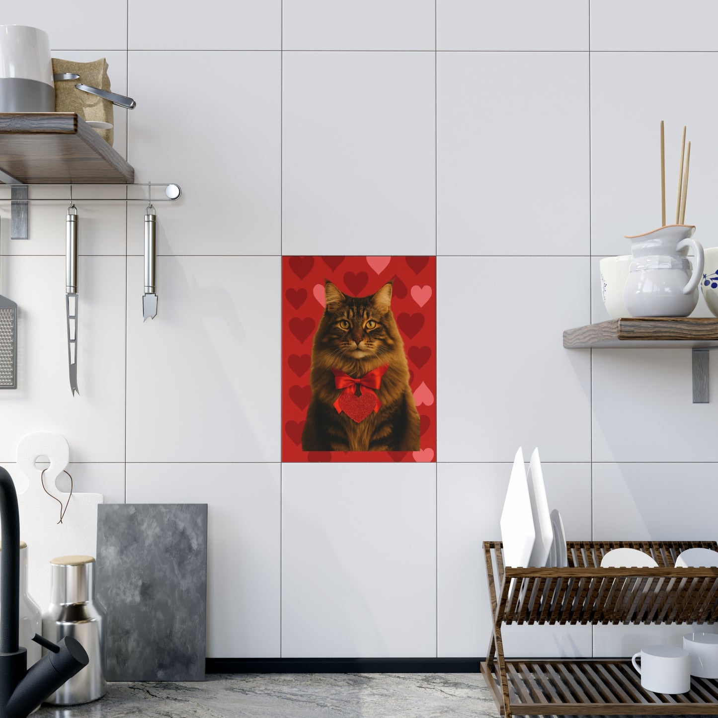 Cupid's Companion Cat Ceramic Photo Tile