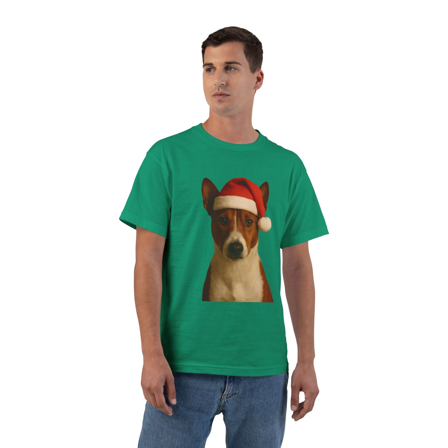 Santa Paws Basenji Men's Short-Sleeve Crewneck Tee