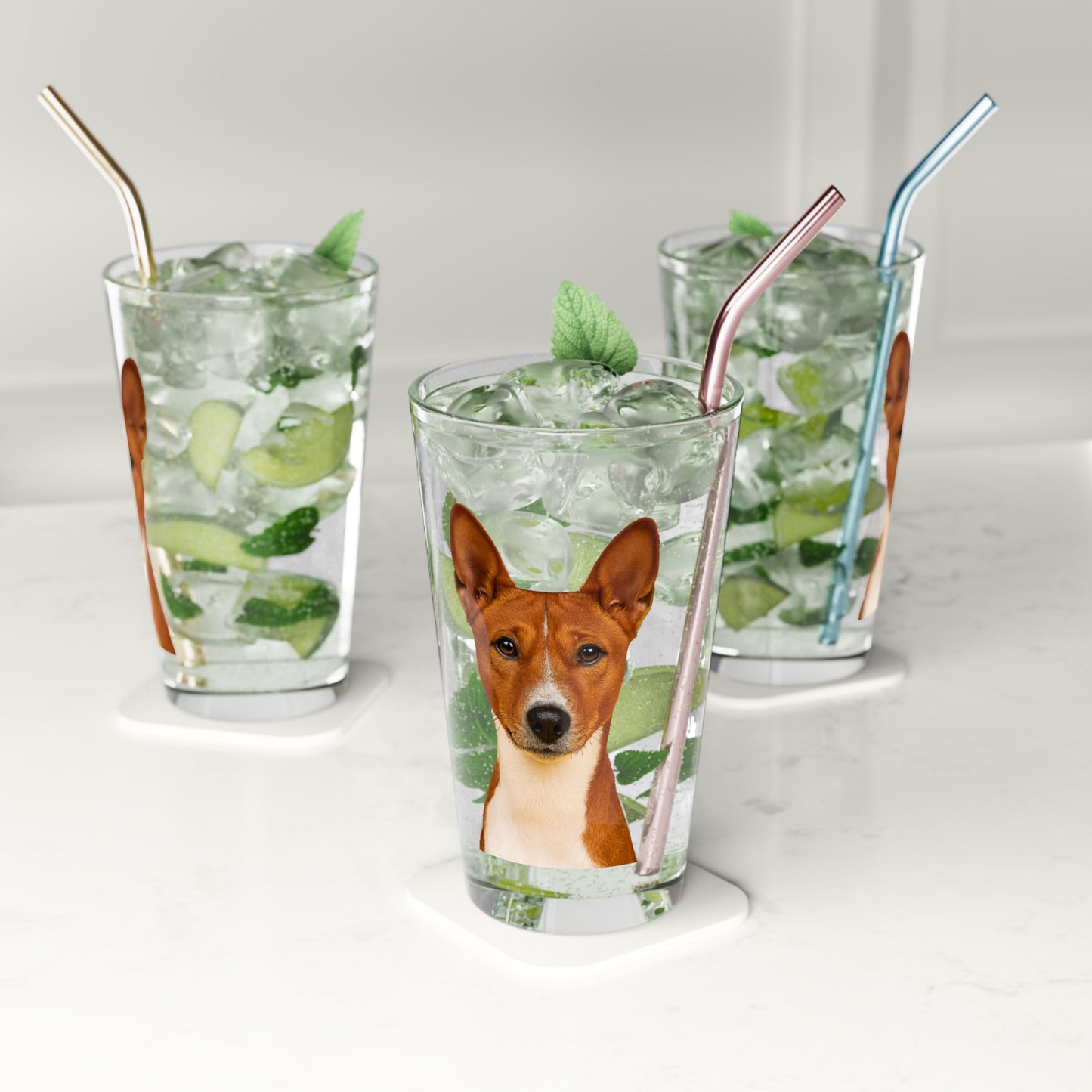 Basenji Head Drinking Glass