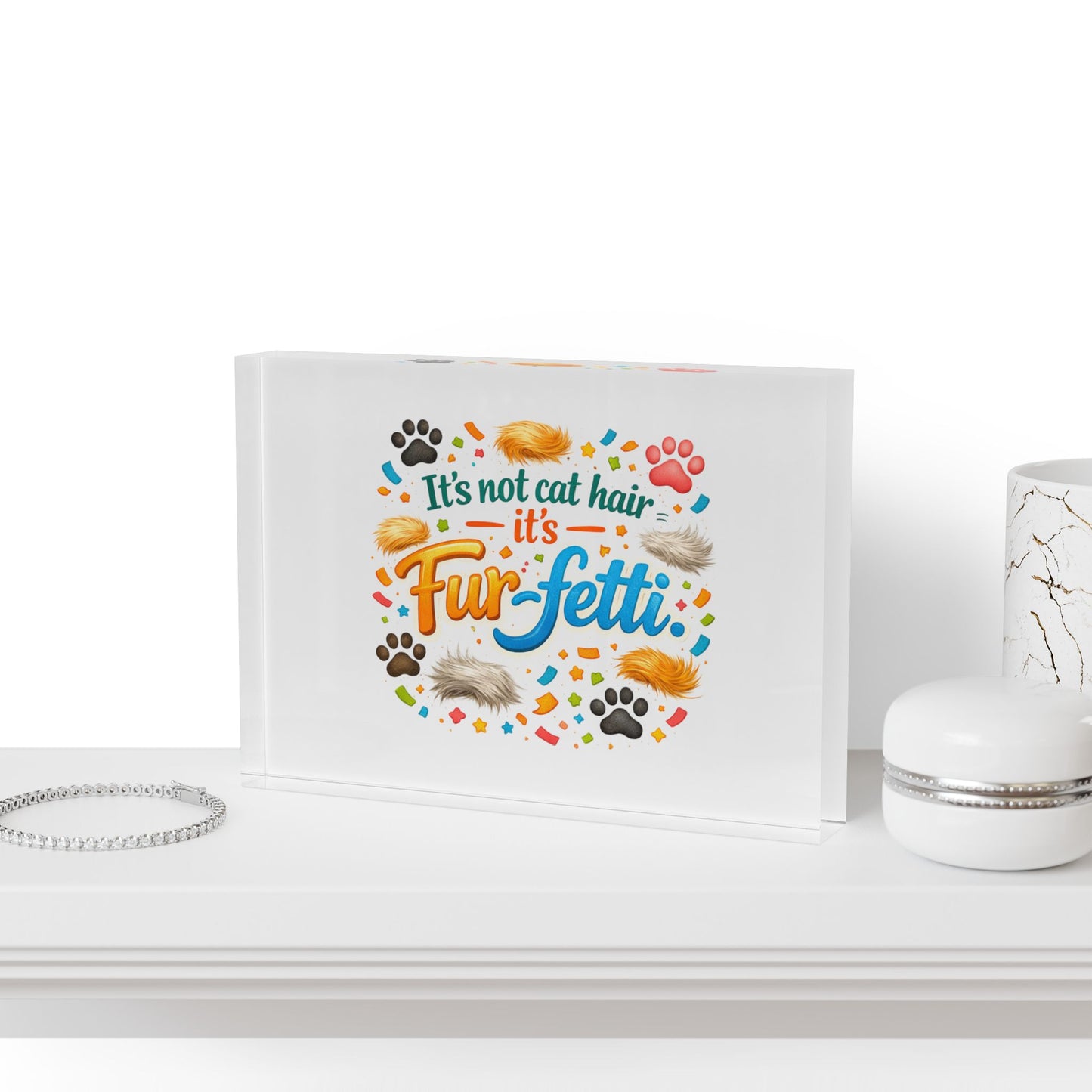 Fur-Fetti Cat Acrylic Photo Block