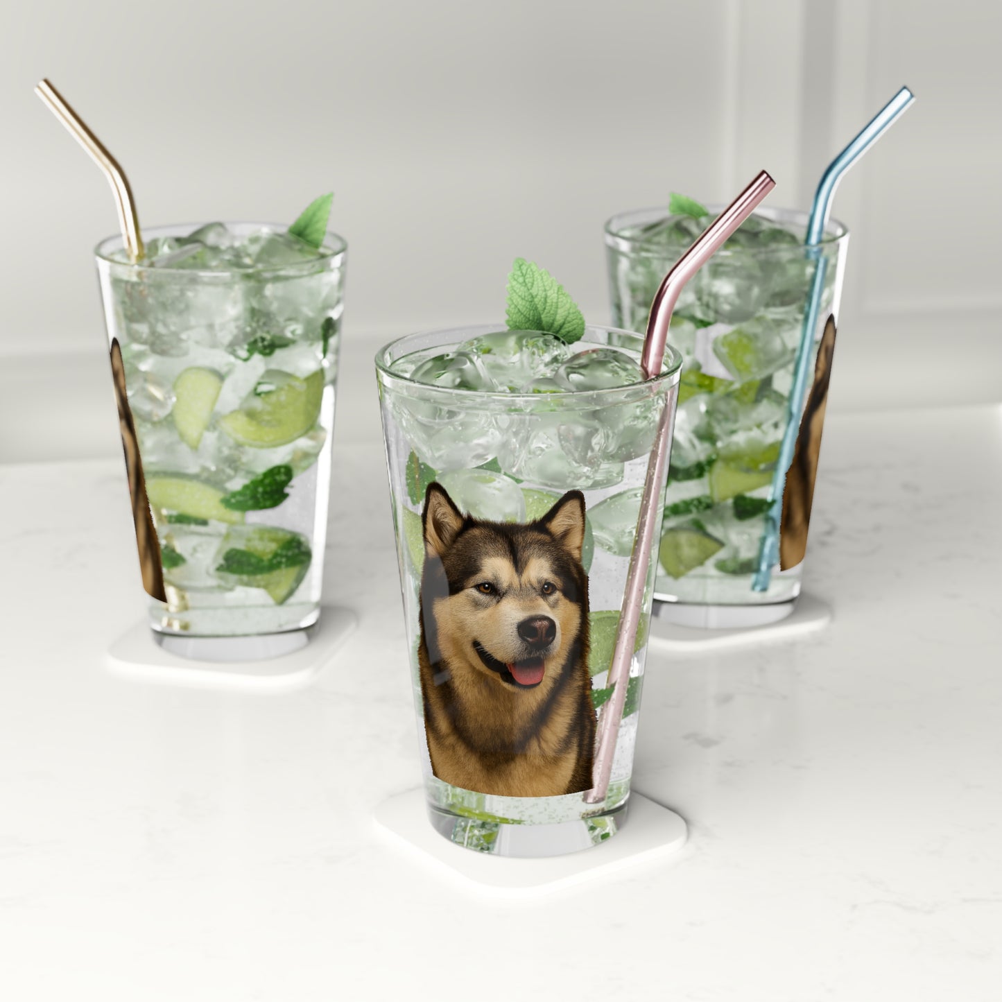 Malamute Head Drinking Glass