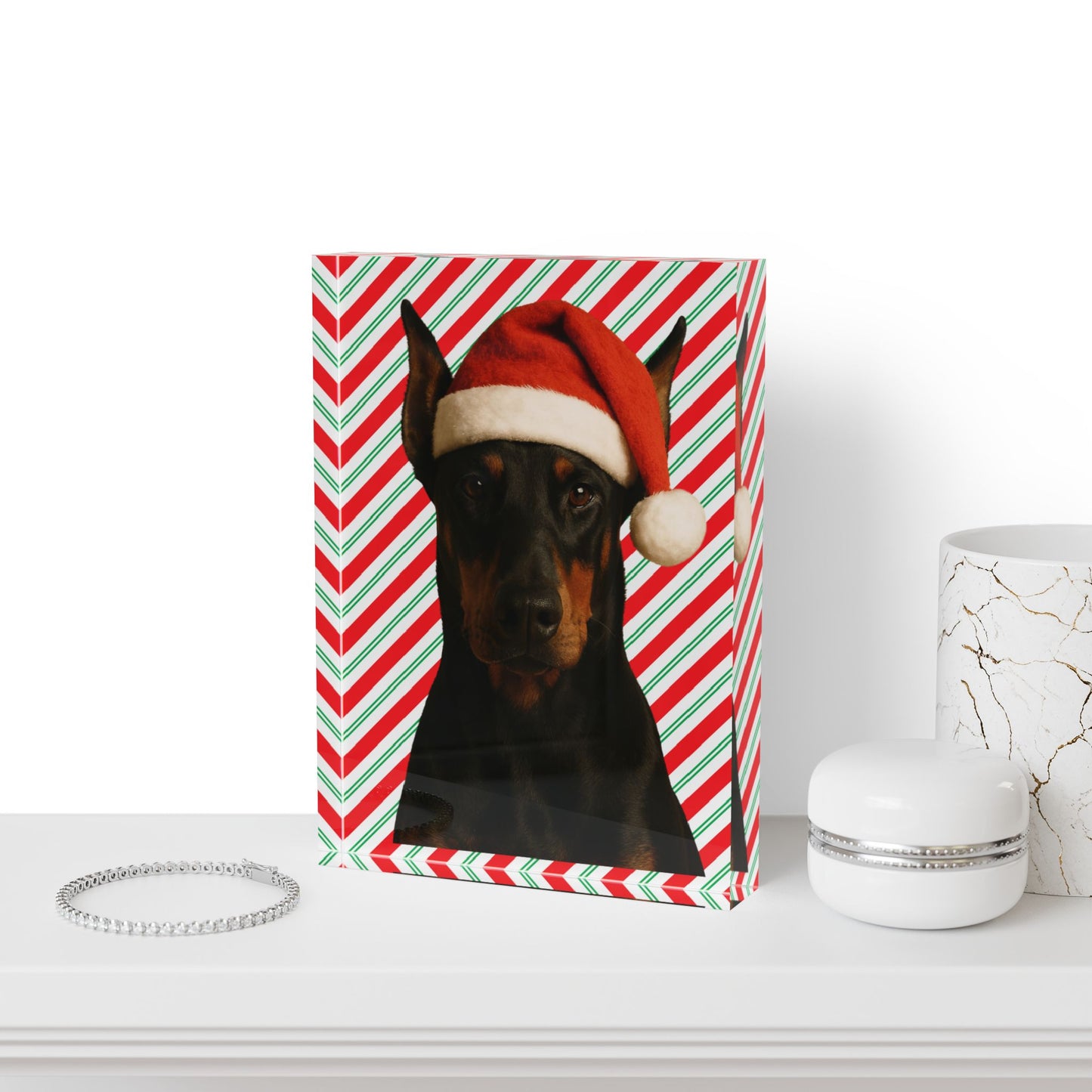Santa Paws Doberman Acrylic Photo Block
