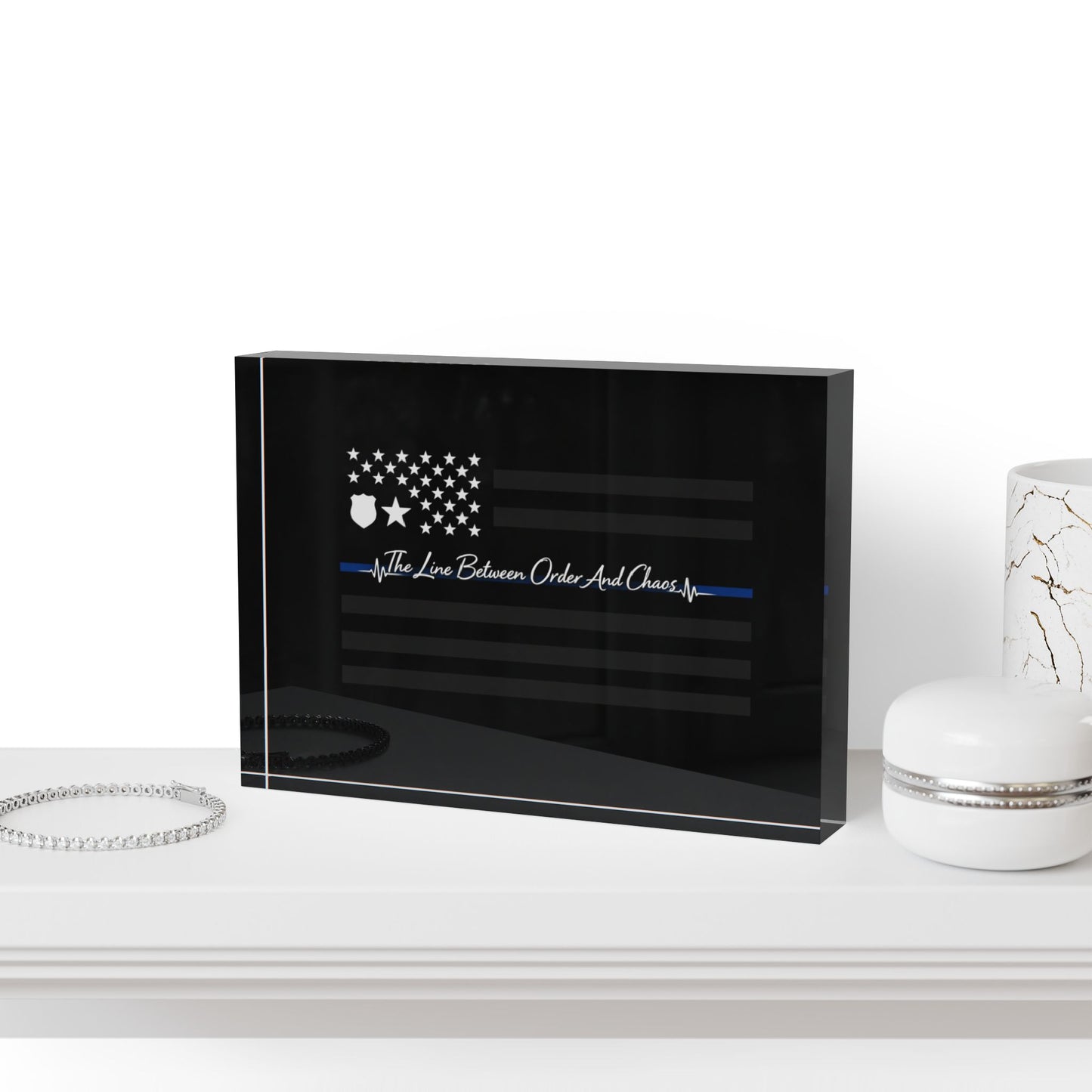Thin Blue Line Acrylic Photo Block