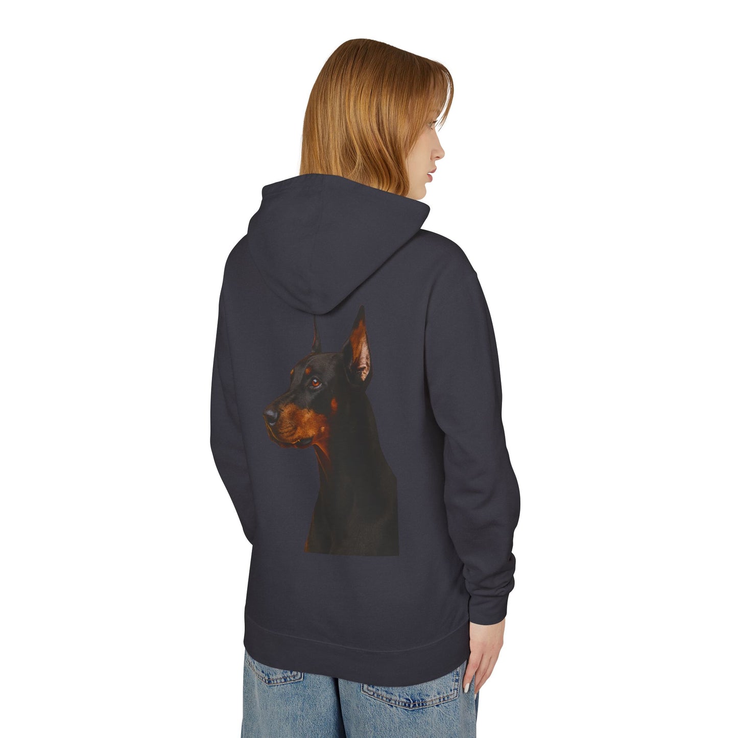 Doberman Head Unisex Lightweight Hoodie