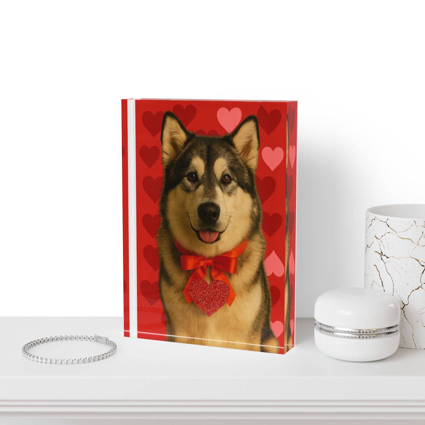 Cupid's Companion Malamute Acrylic Photo Block