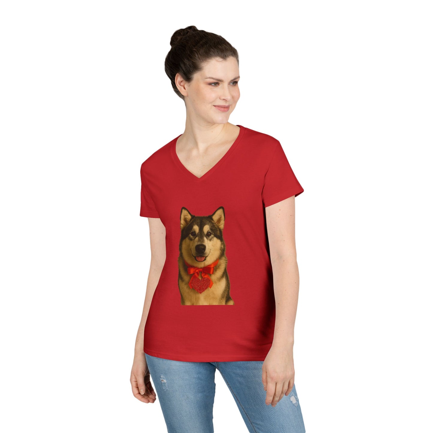 Cupid's Companion Malamute Women's V-Neck T-Shirt