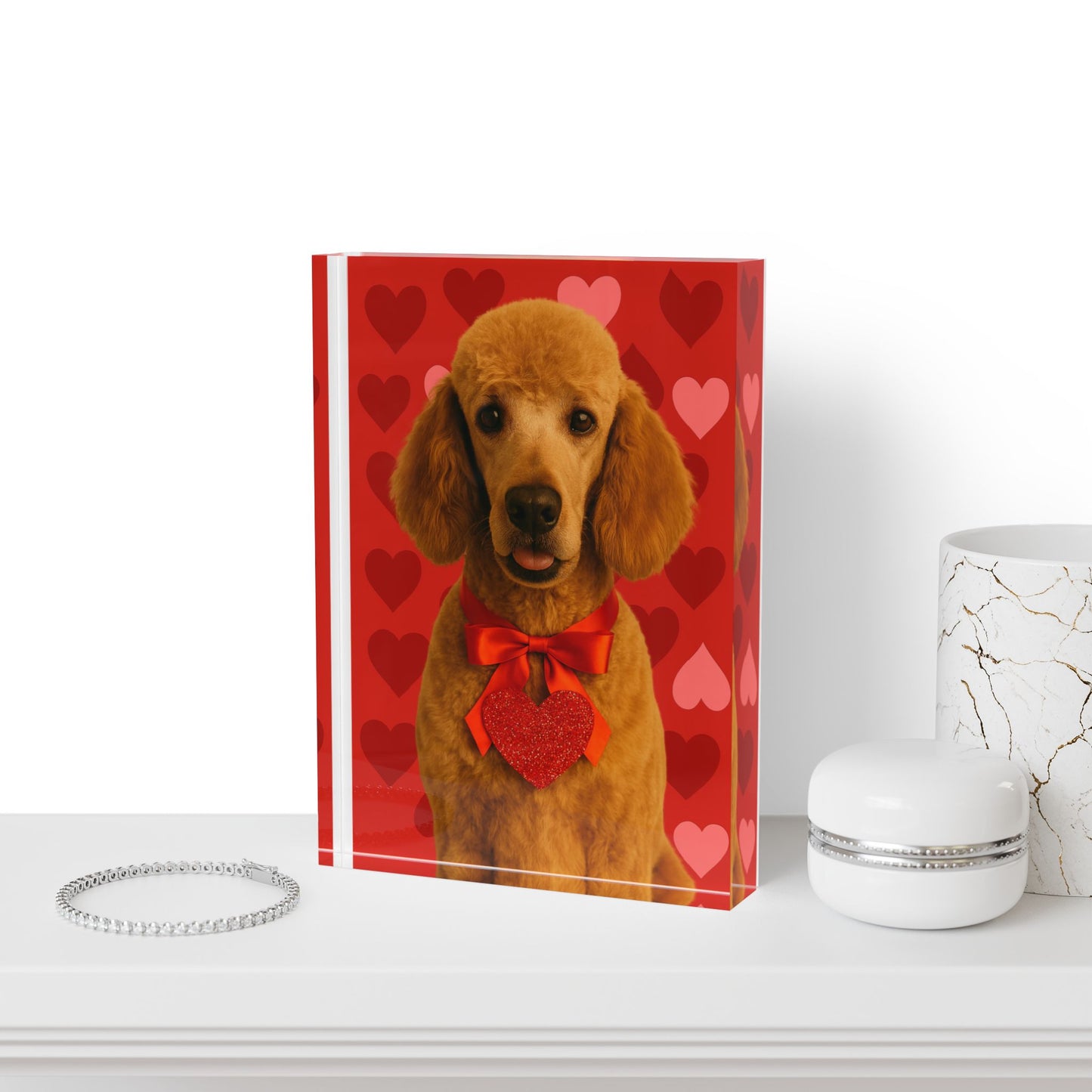 Cupid's Companion Poodle Acrylic Photo Block