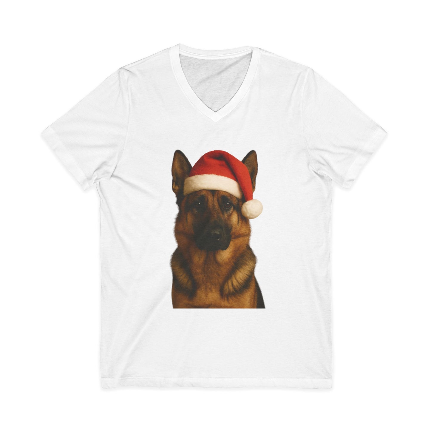 Santa Paws German Shepherd Unisex Short Sleeve V-Neck Tee