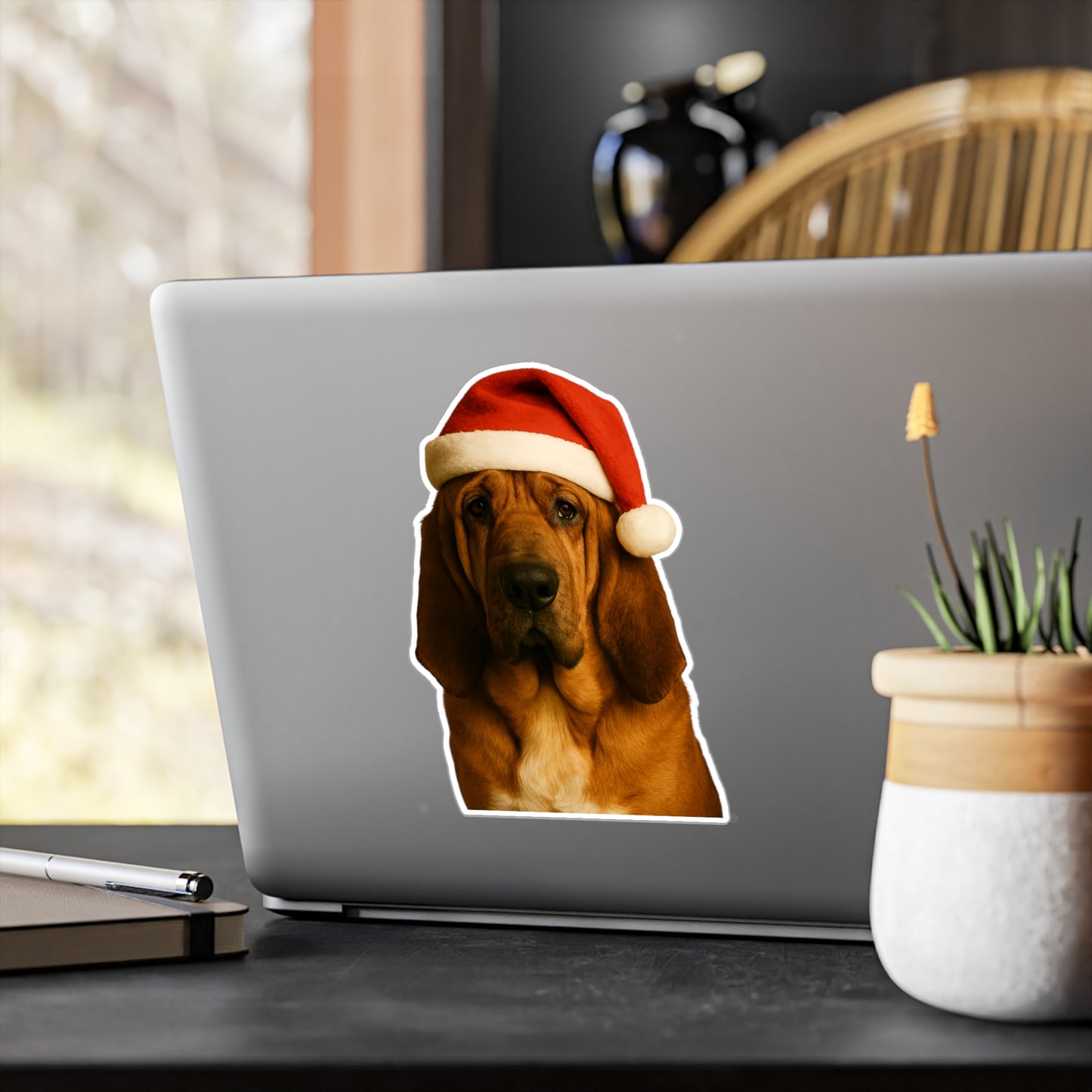 Santa Paws Bloodhound Vinyl Decal