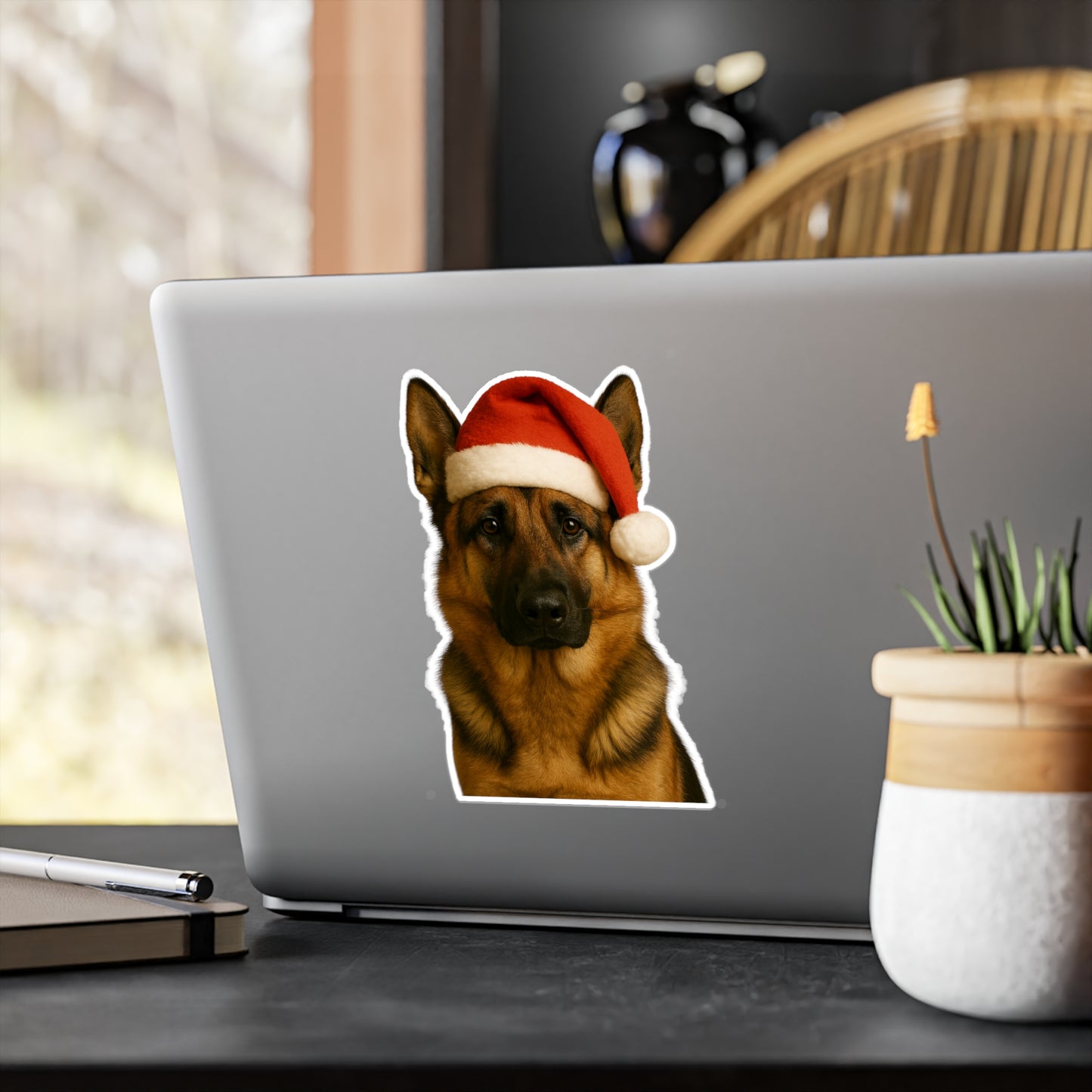 Santa Paws German Shepherd Vinyl Decal