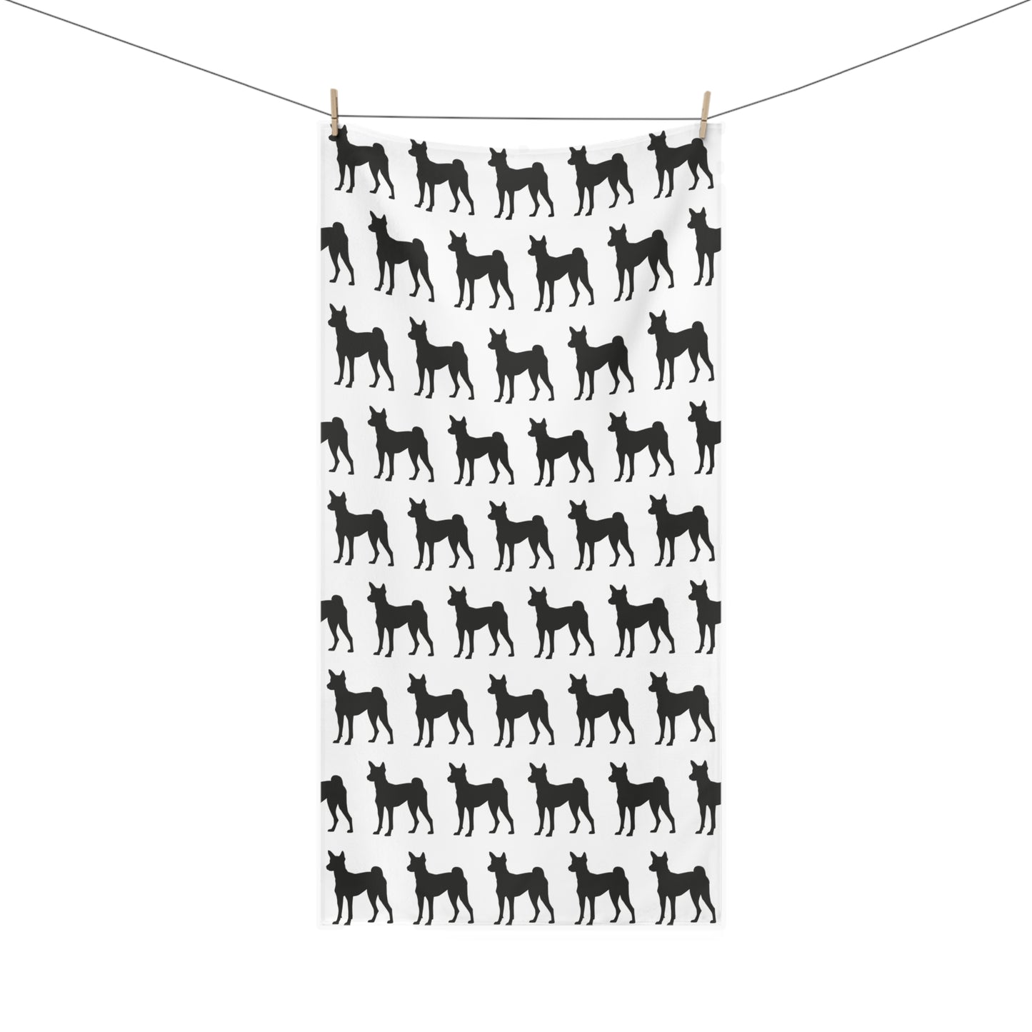 Basenji Silhouette Mink-Cotton Beach Towel