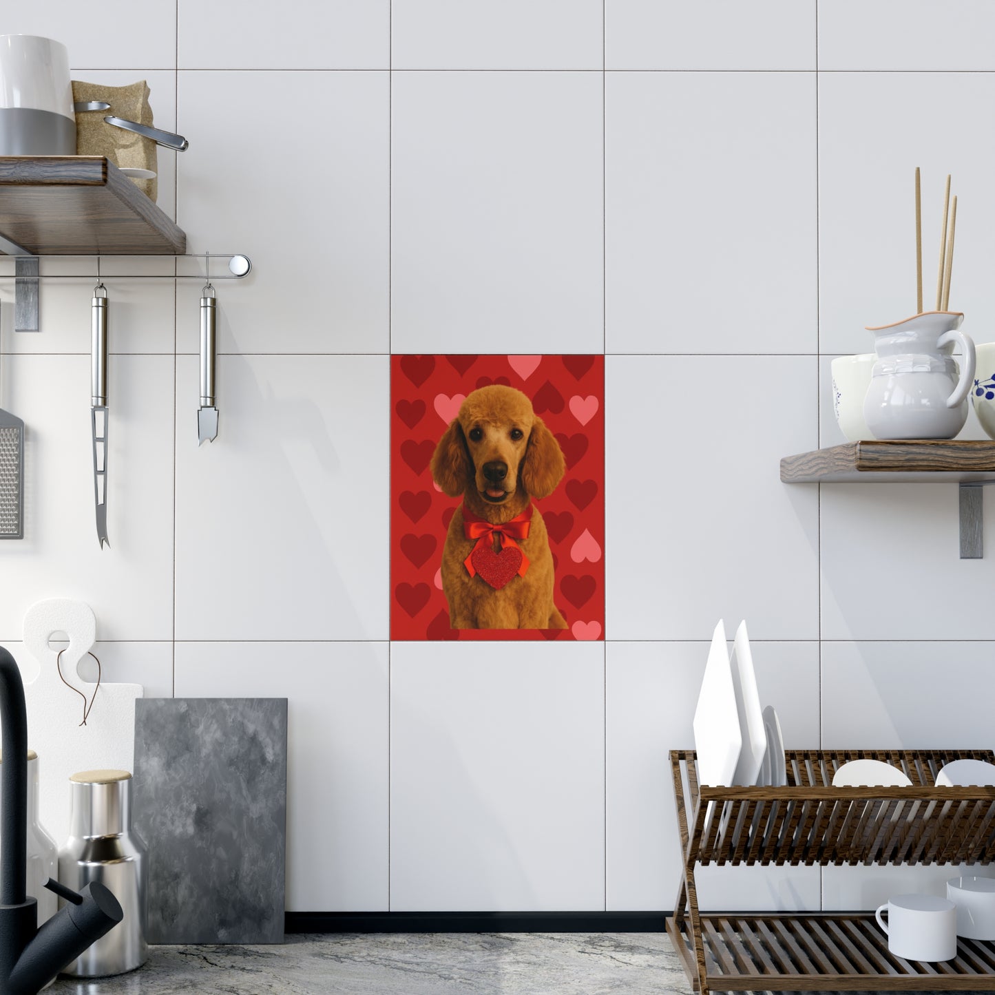Cupid's Companion Poodle Ceramic Photo Tile