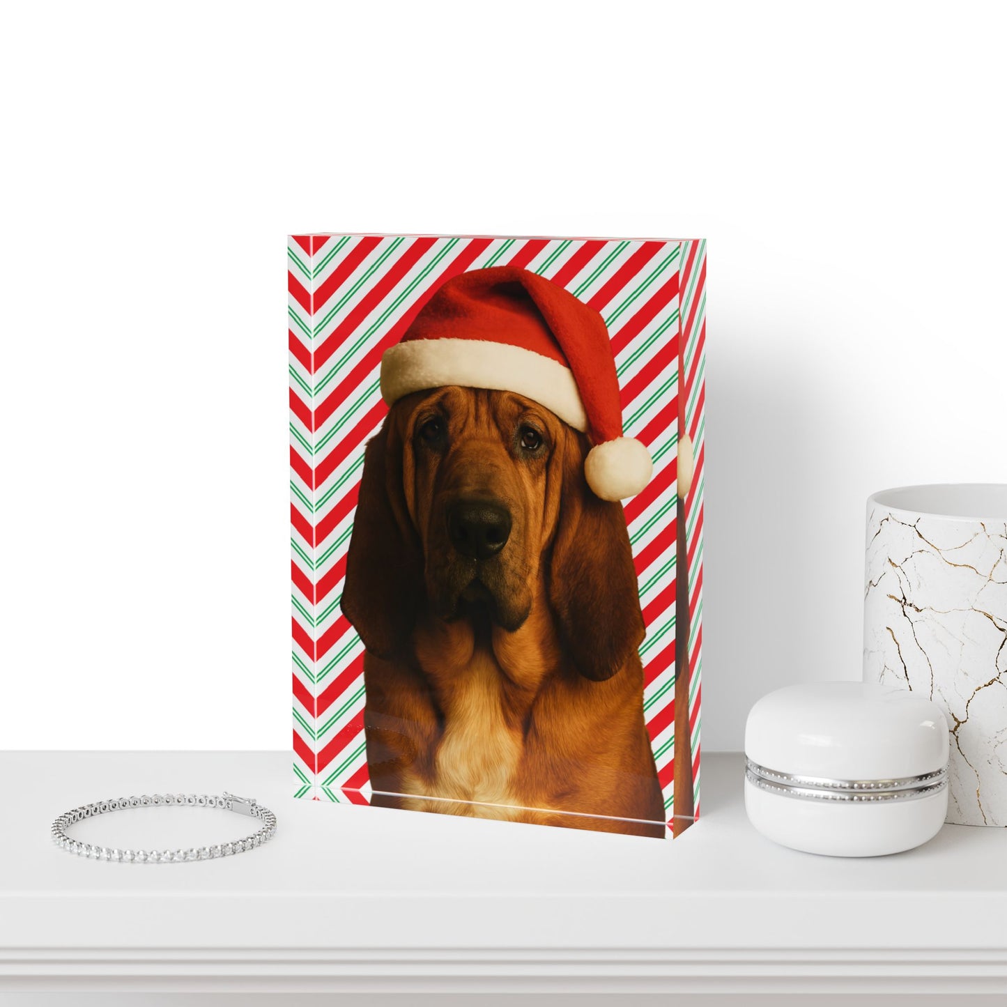 Santa Paws Bloodhound Acrylic Photo Block