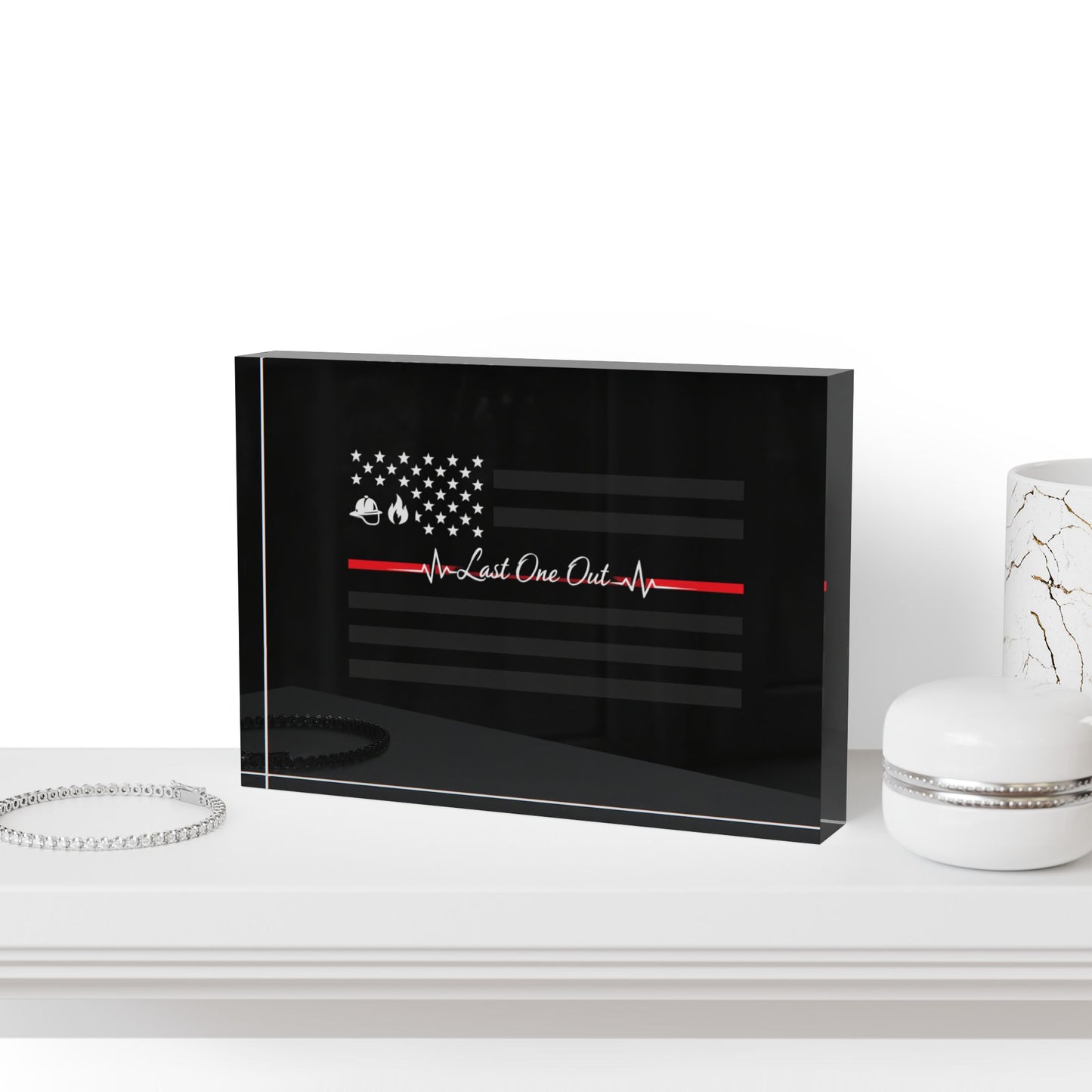 Thin Red Line Acrylic Photo Block