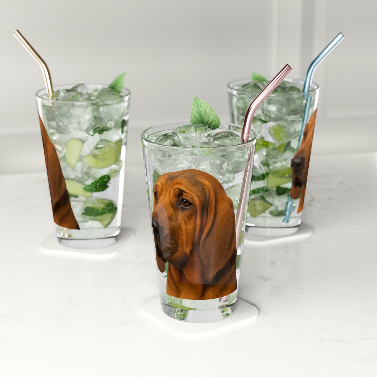 Bloodhound Head Drinking Glass