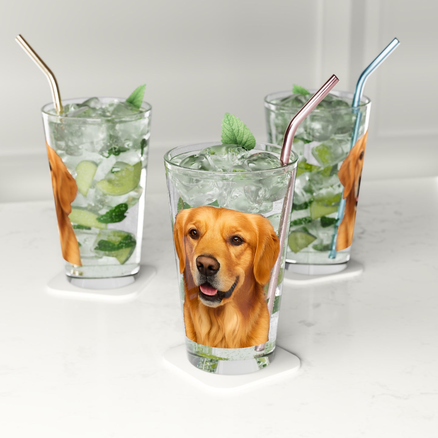 Golden Head Drinking Glass