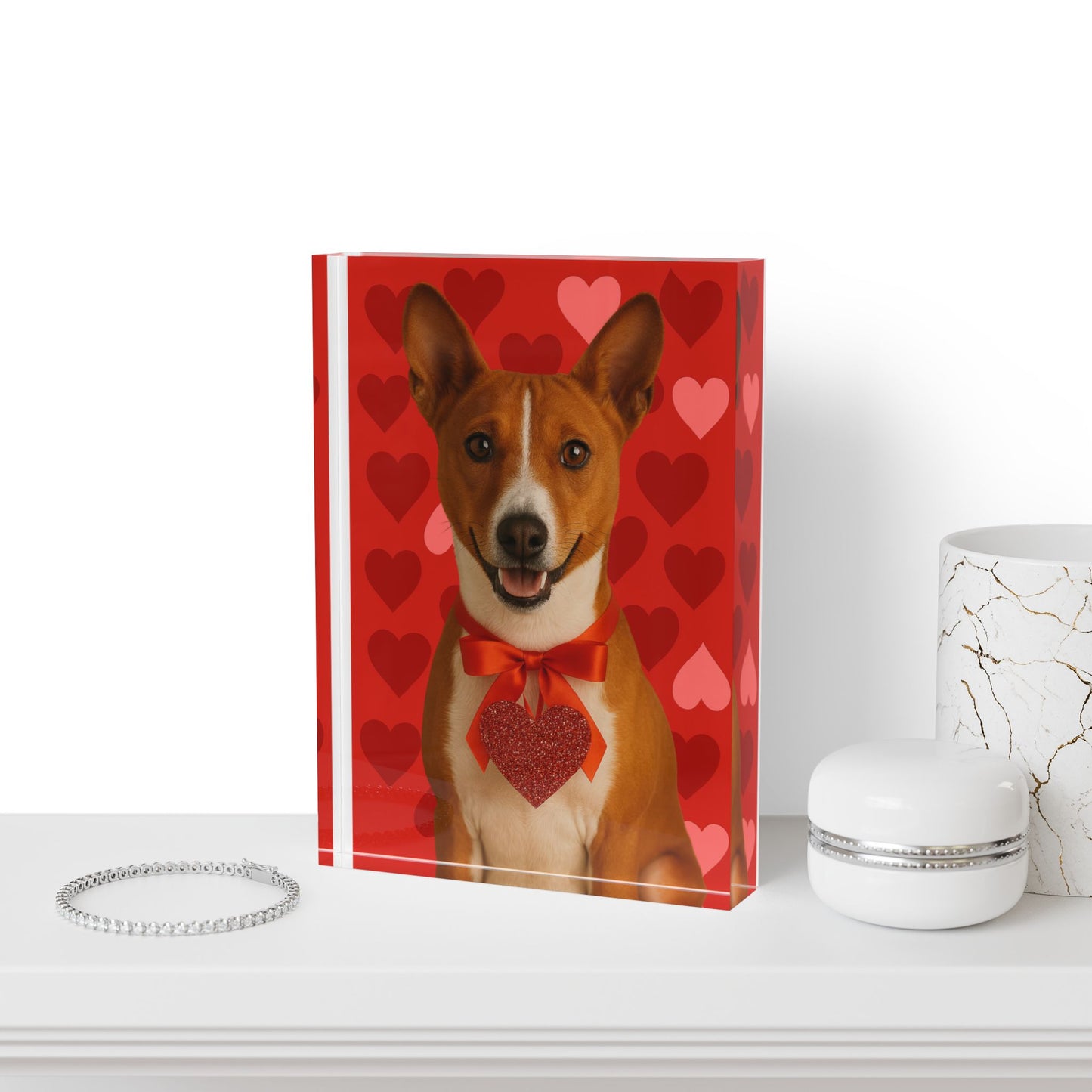 Cupid's Companion Basenji Acrylic Photo Block