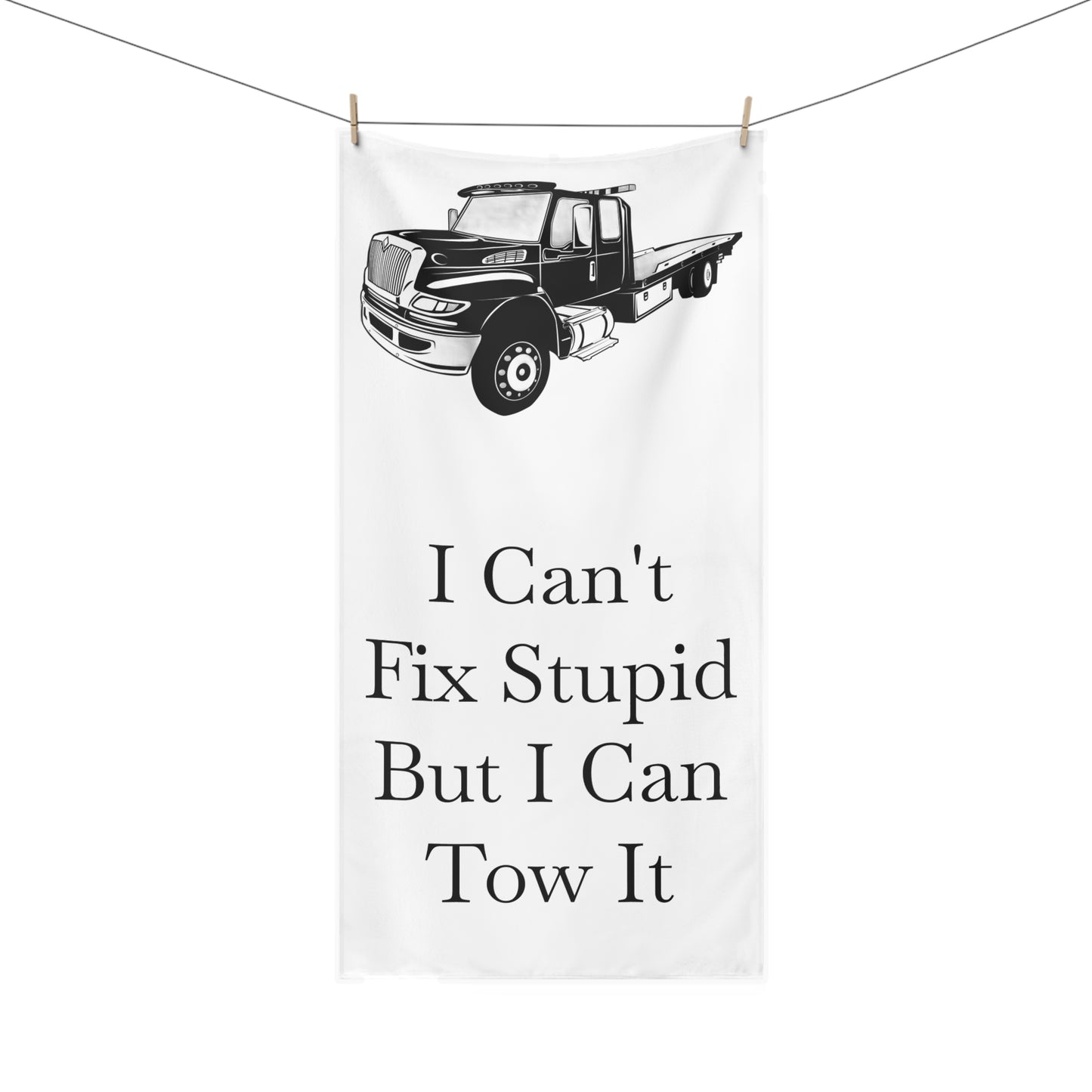 I Can't Fix Stupid Flatbed Tow Truck Mink-Cotton Beach Towel