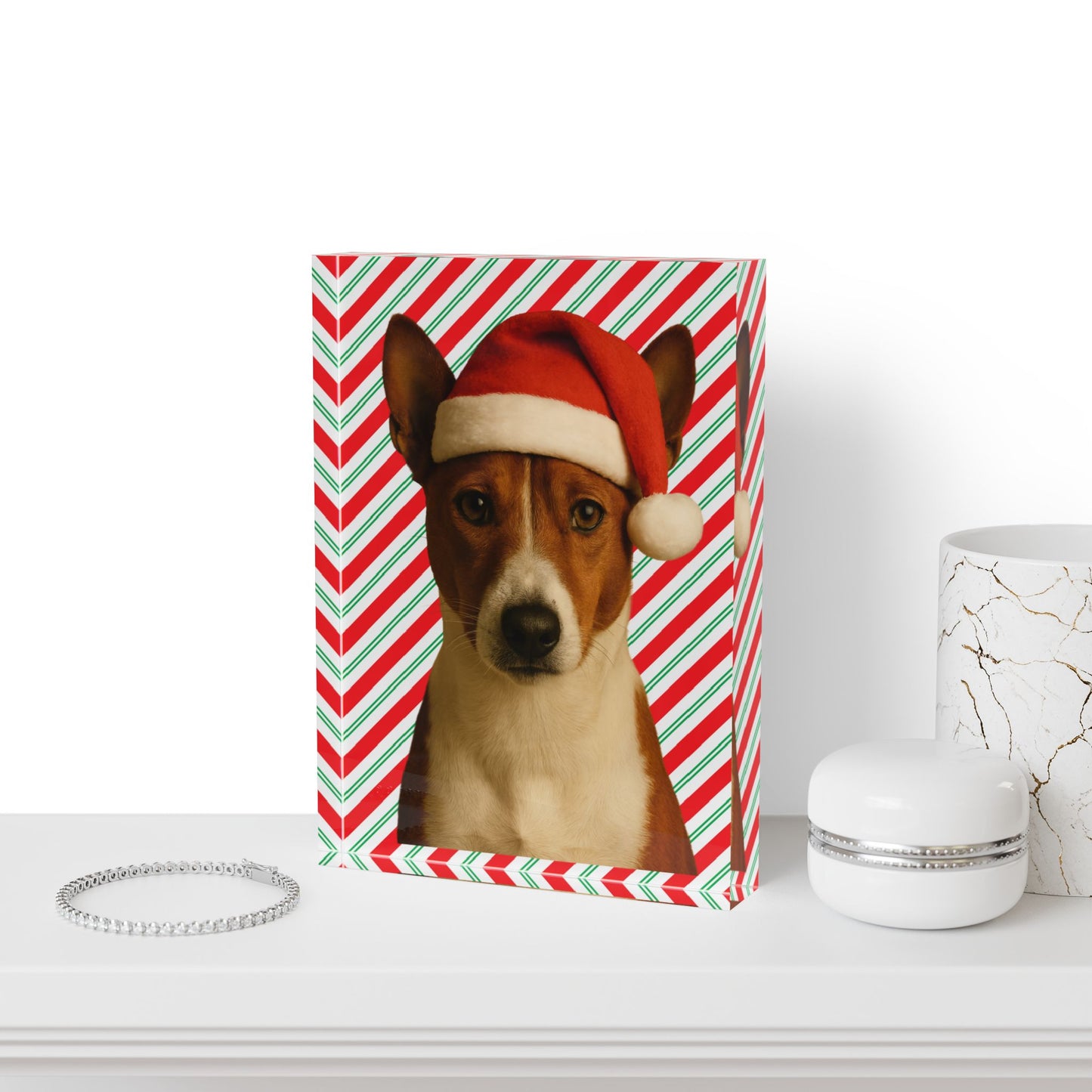 Santa Paws Basenji Acrylic Photo Block