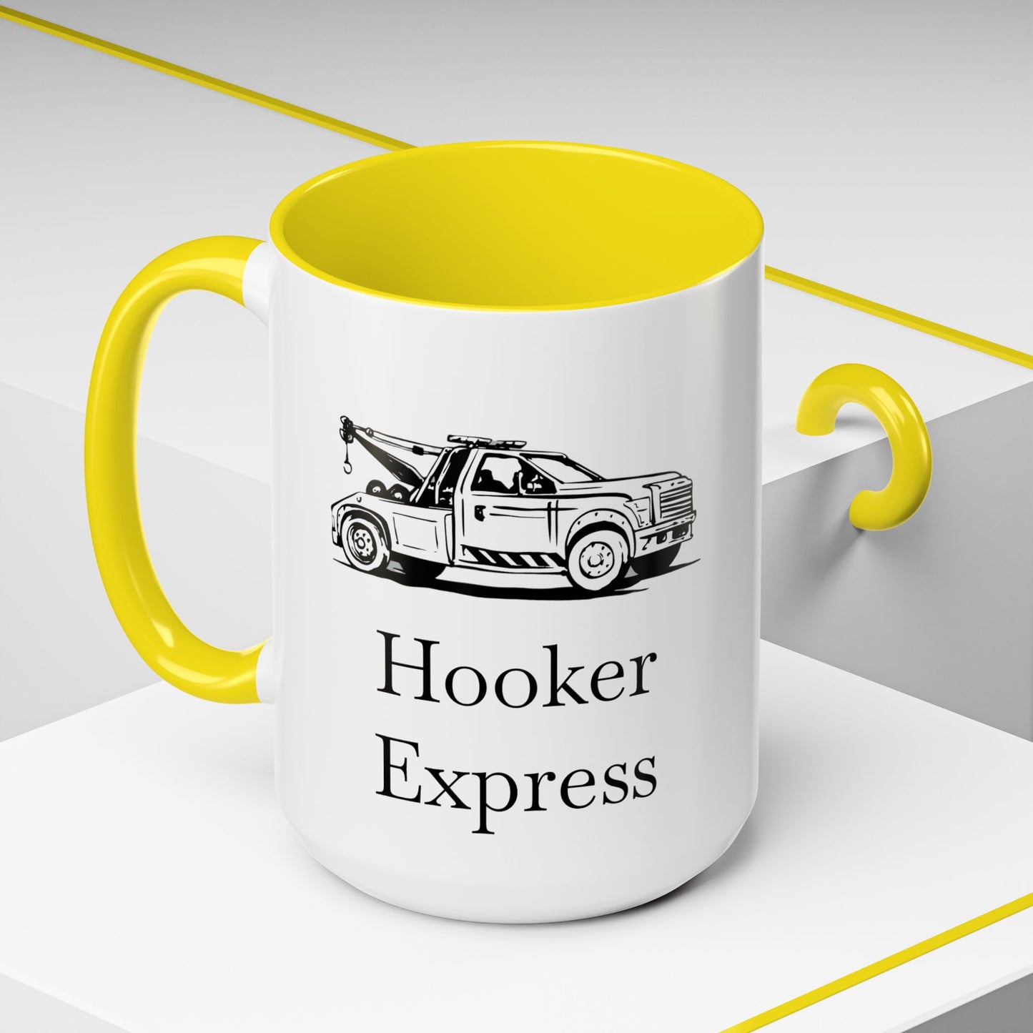 H**ker Express Wheel Lift Tow Truck 2-Tone Coffee Mug