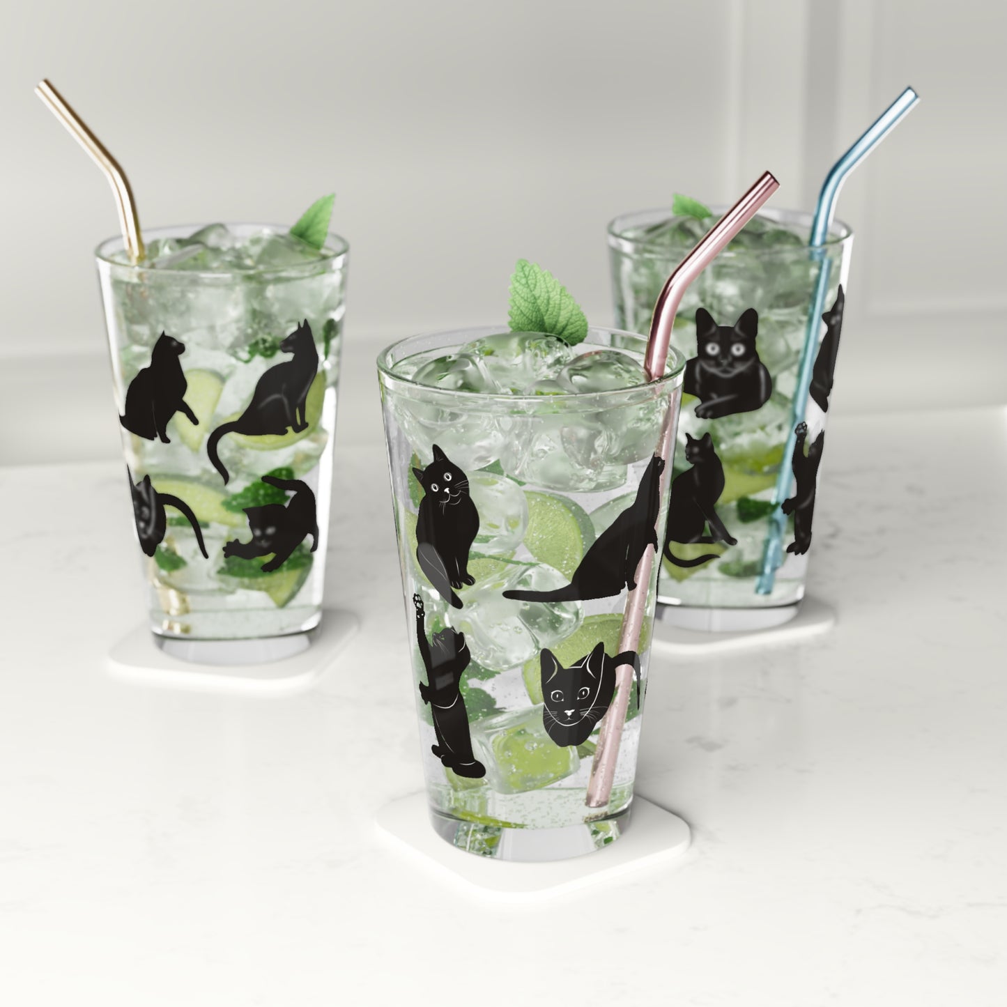 Cats Drinking Glass