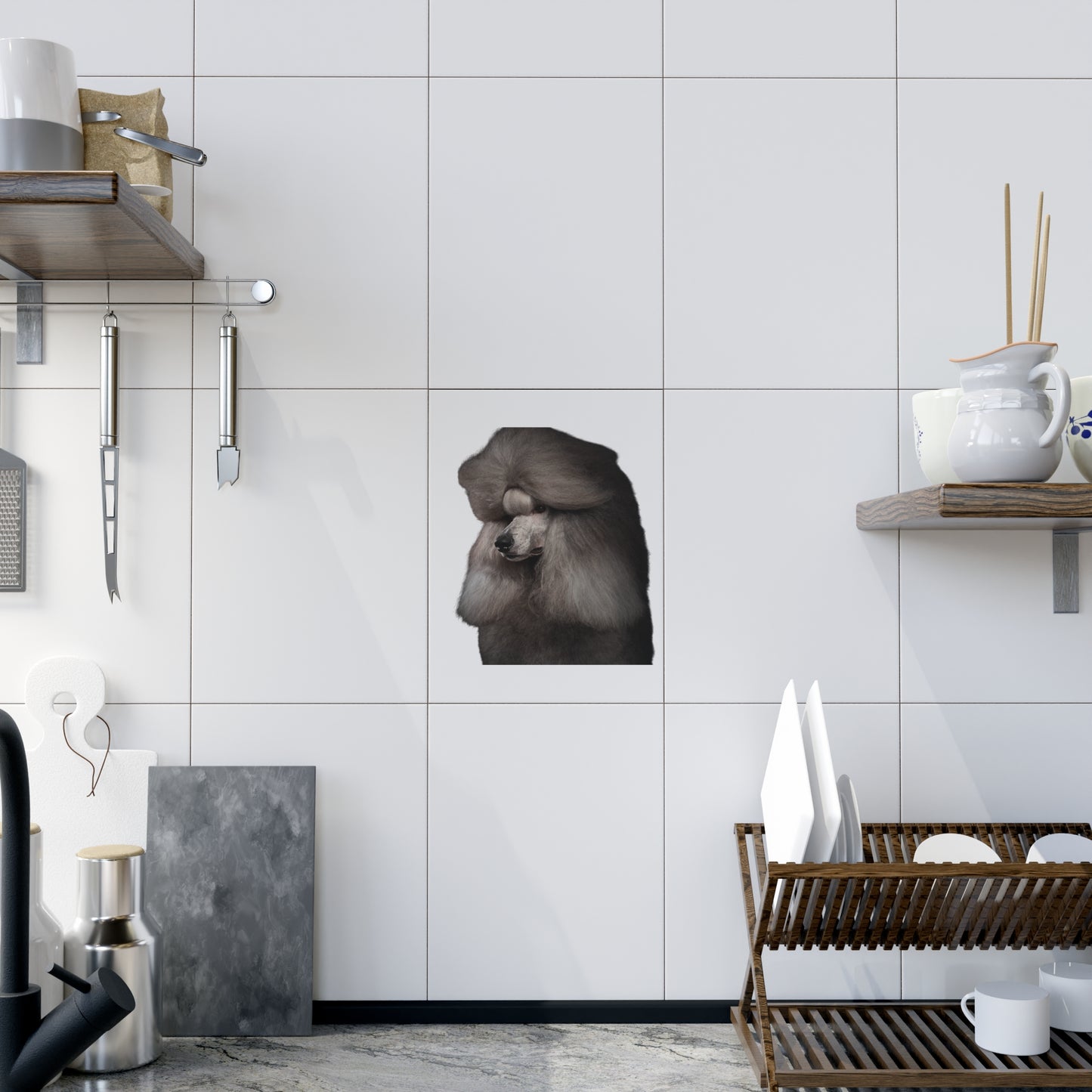 Poodle Head Ceramic Photo Tile