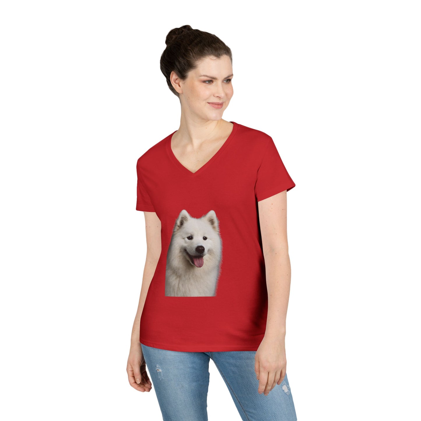 Samoyed Head Women's V-Neck T-Shirt