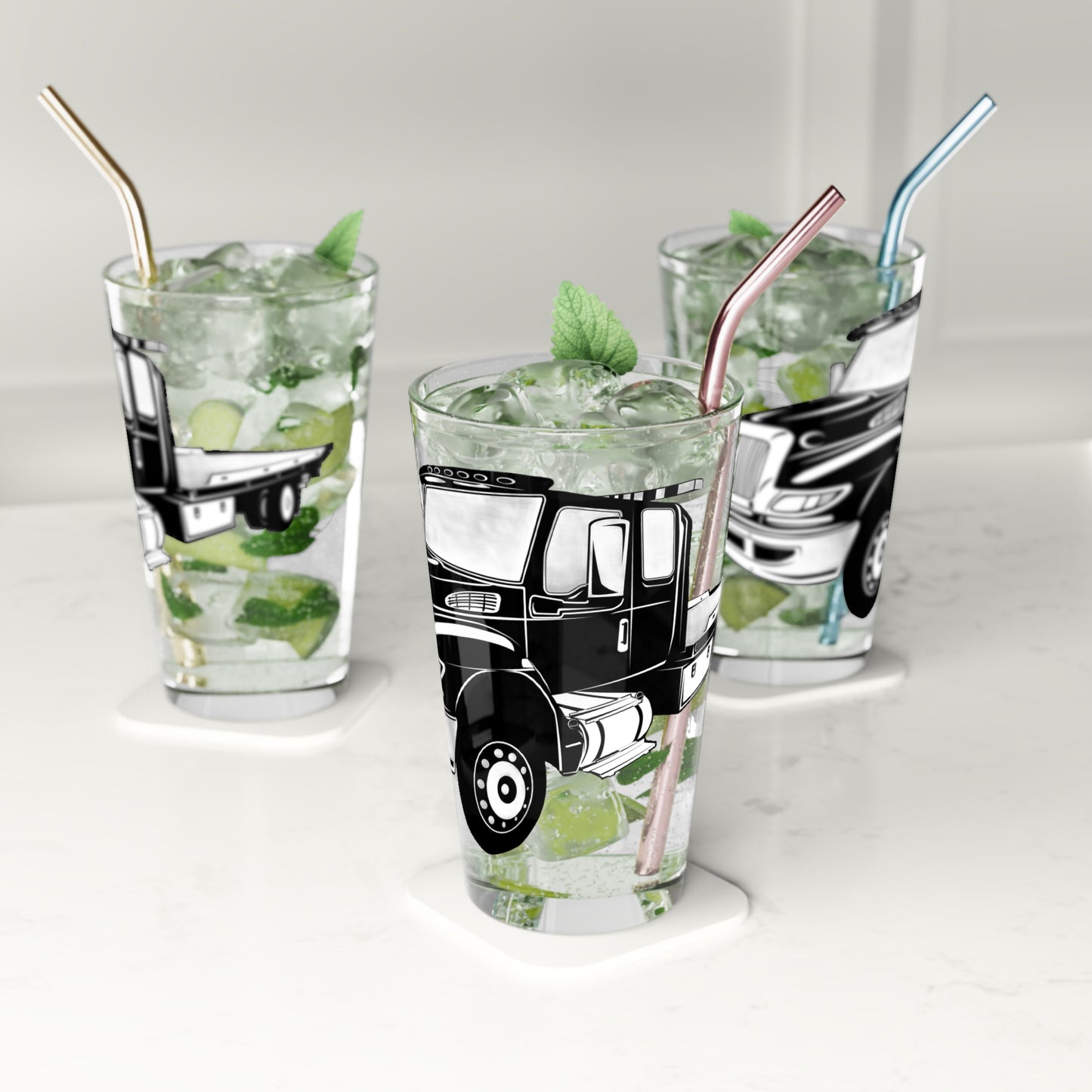 Flatbed Tow Truck Drinking Glass