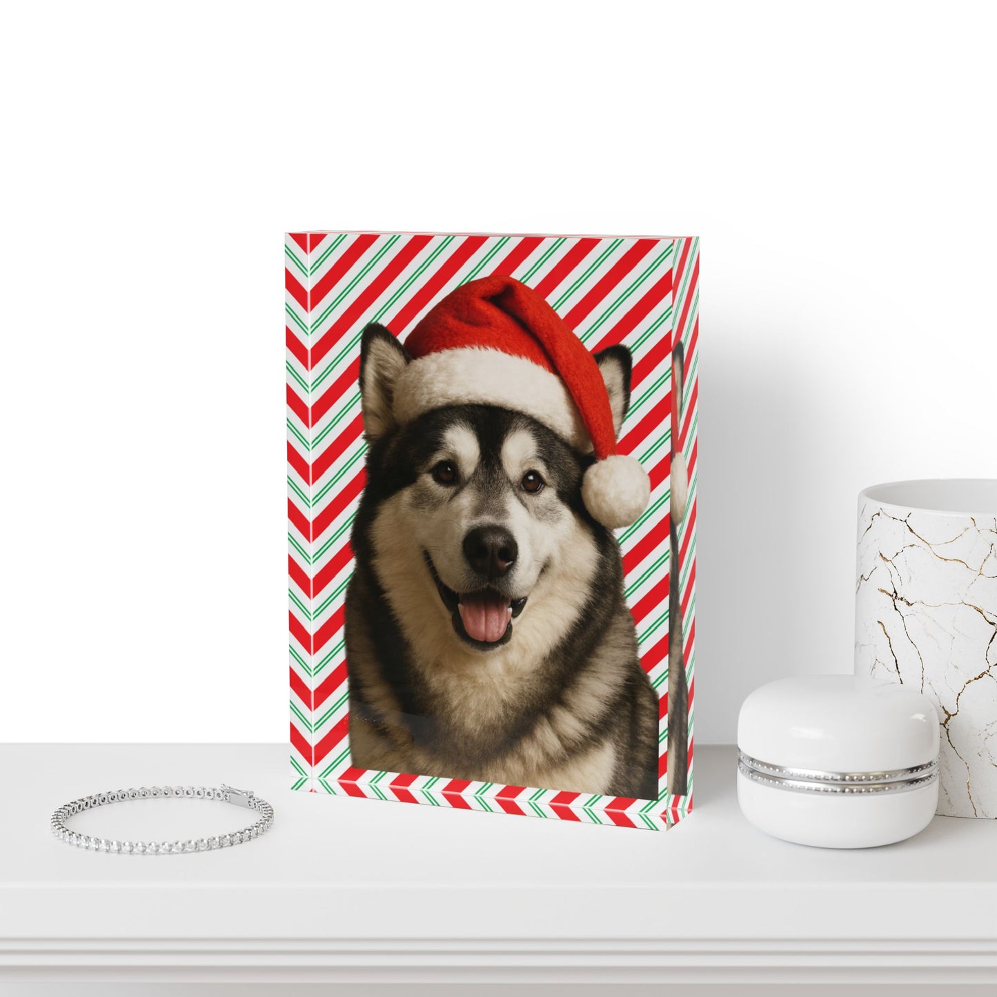 Santa Paws Malamute Acrylic Photo Block