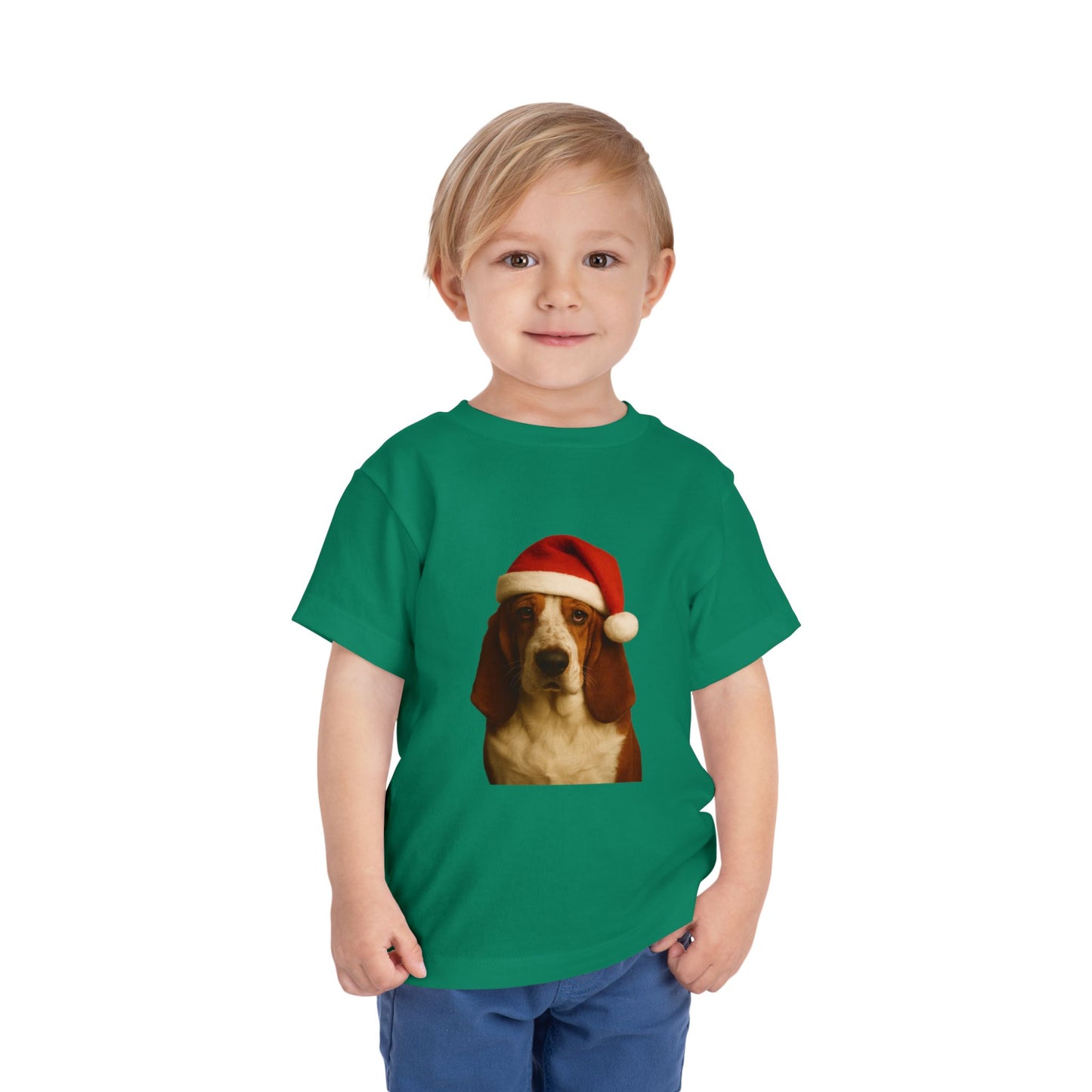 Santa Paws Basset Toddler Unisex Short Sleeve Crewneck Tee