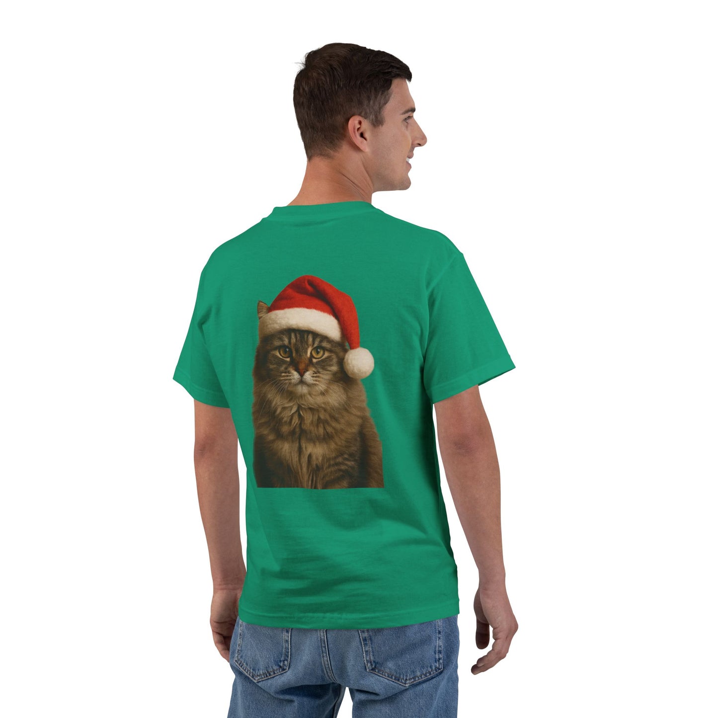 Santa Paws Cat Men's Short-Sleeve Crewneck Tee