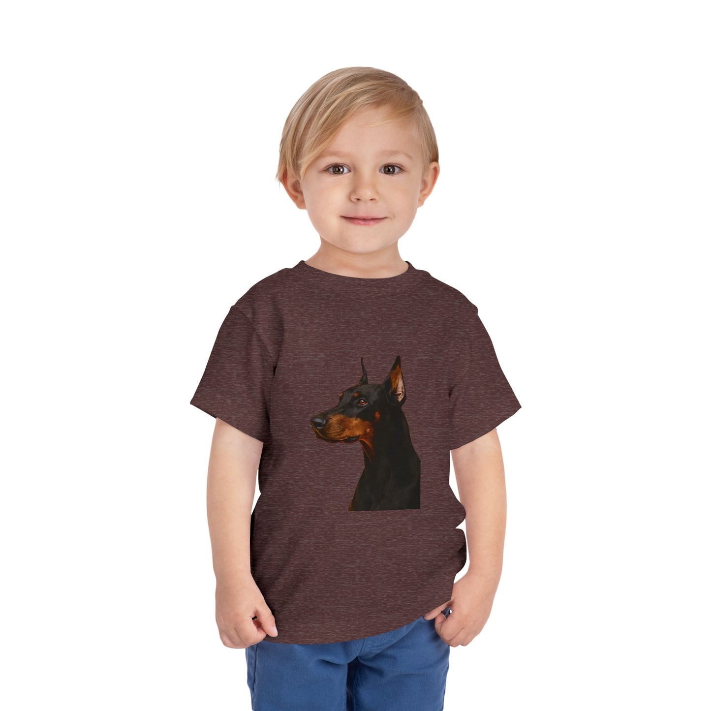 Doberman Head Toddler Unisex Short Sleeve Crewneck Tee