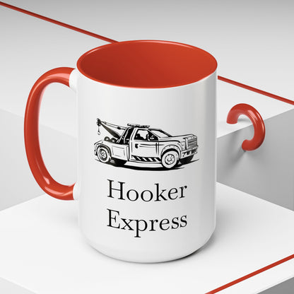 H**ker Express Wheel Lift Tow Truck 2-Tone Coffee Mug