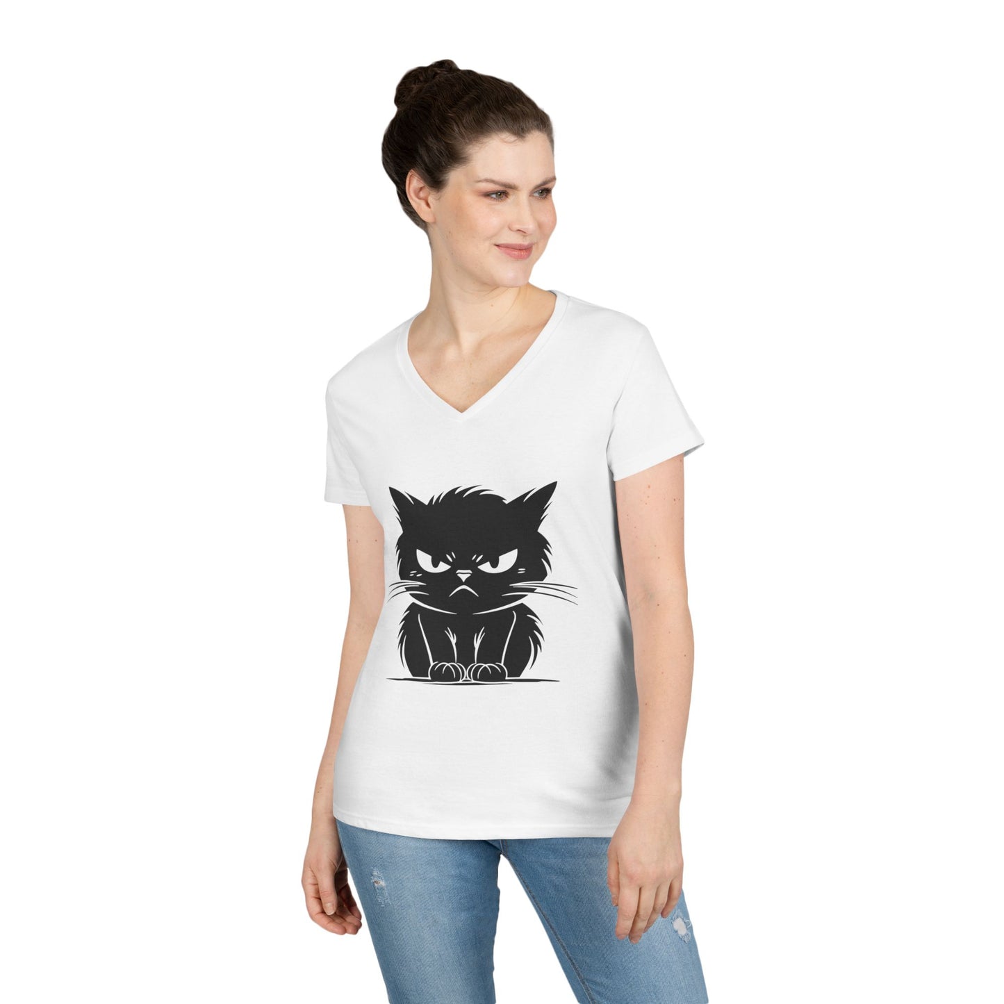 Angry Cat Women's V-Neck T-Shirt